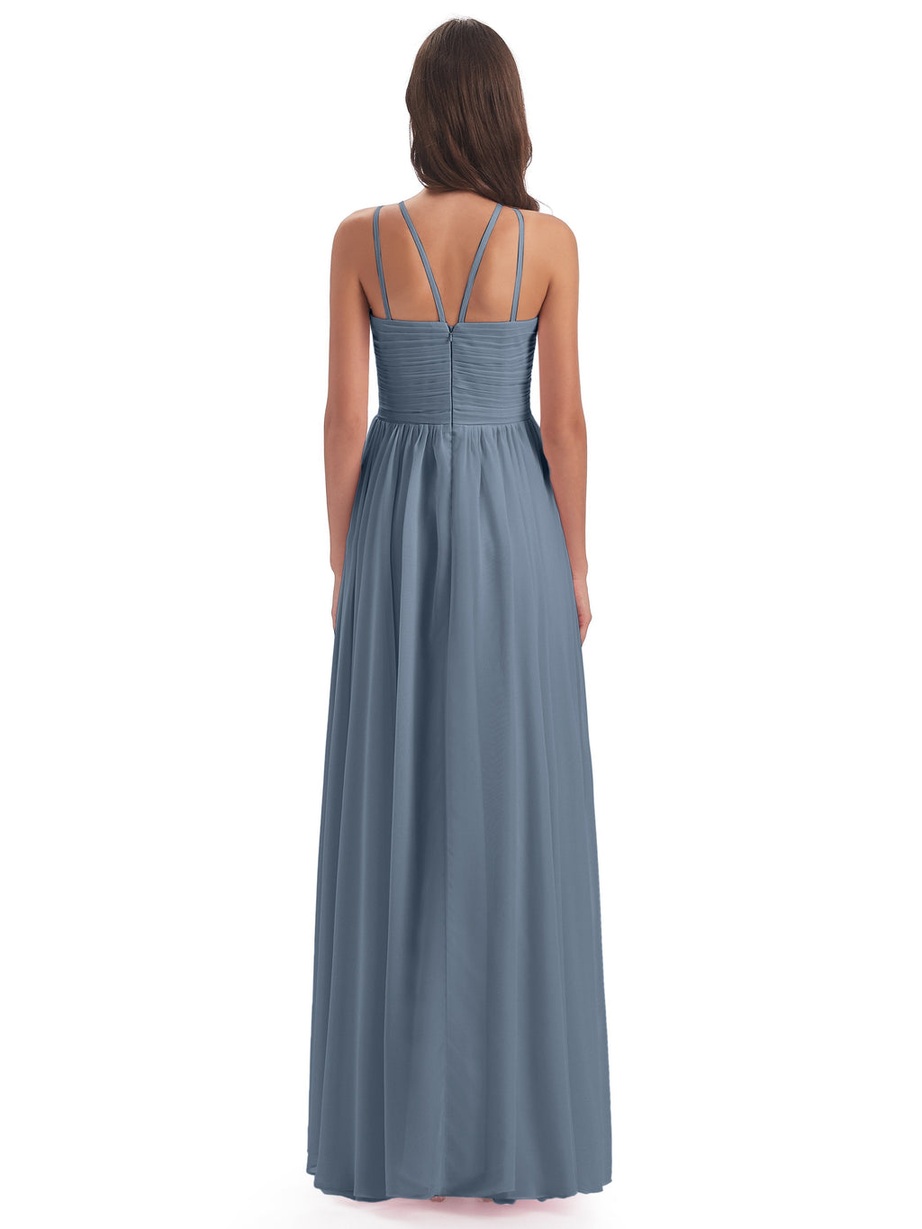 Ellianna Halter Open Back Chiffon Long Bridesmaid Dresses