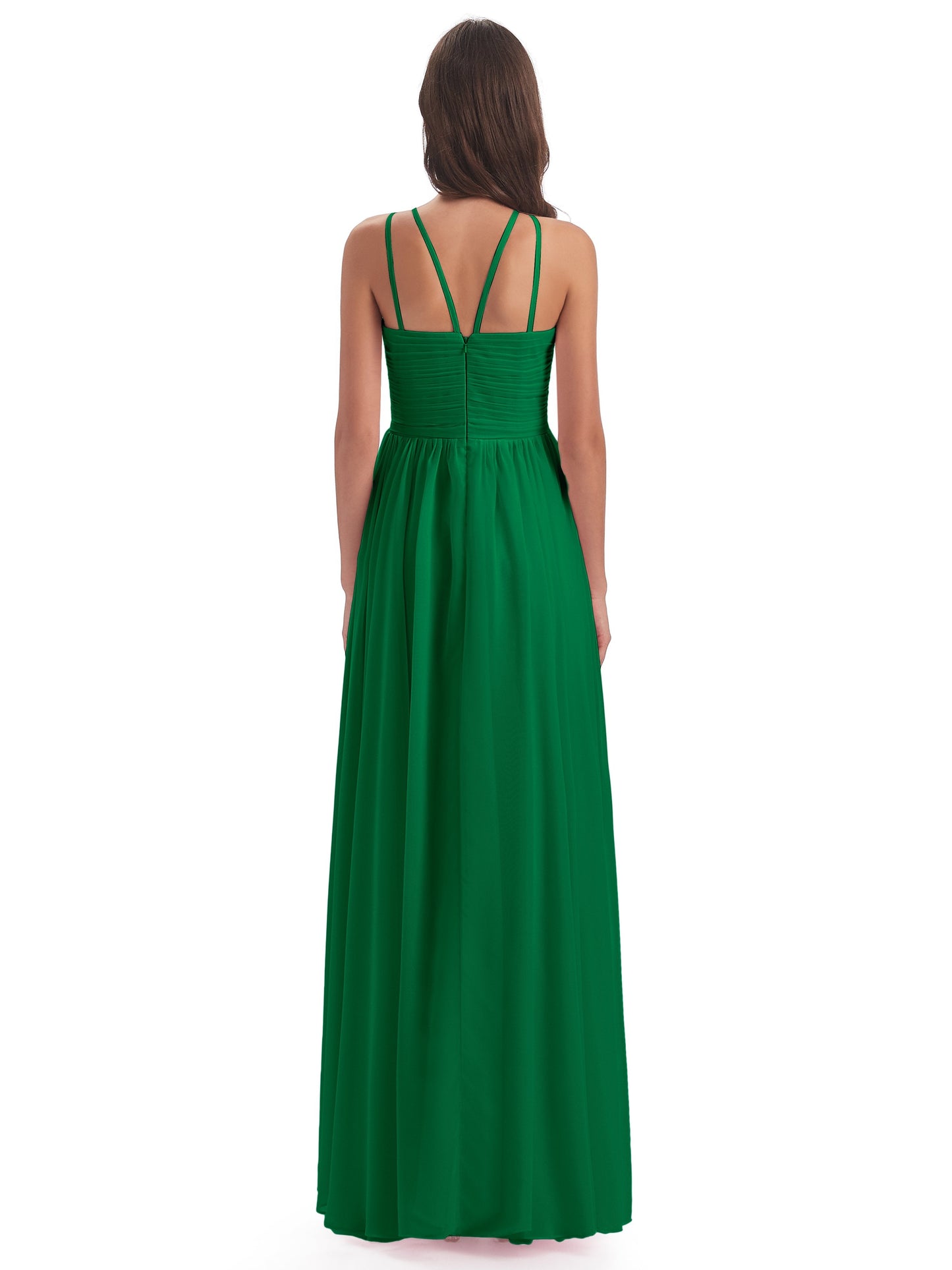 Ellianna Halter Open Back Chiffon Long Bridesmaid Dresses