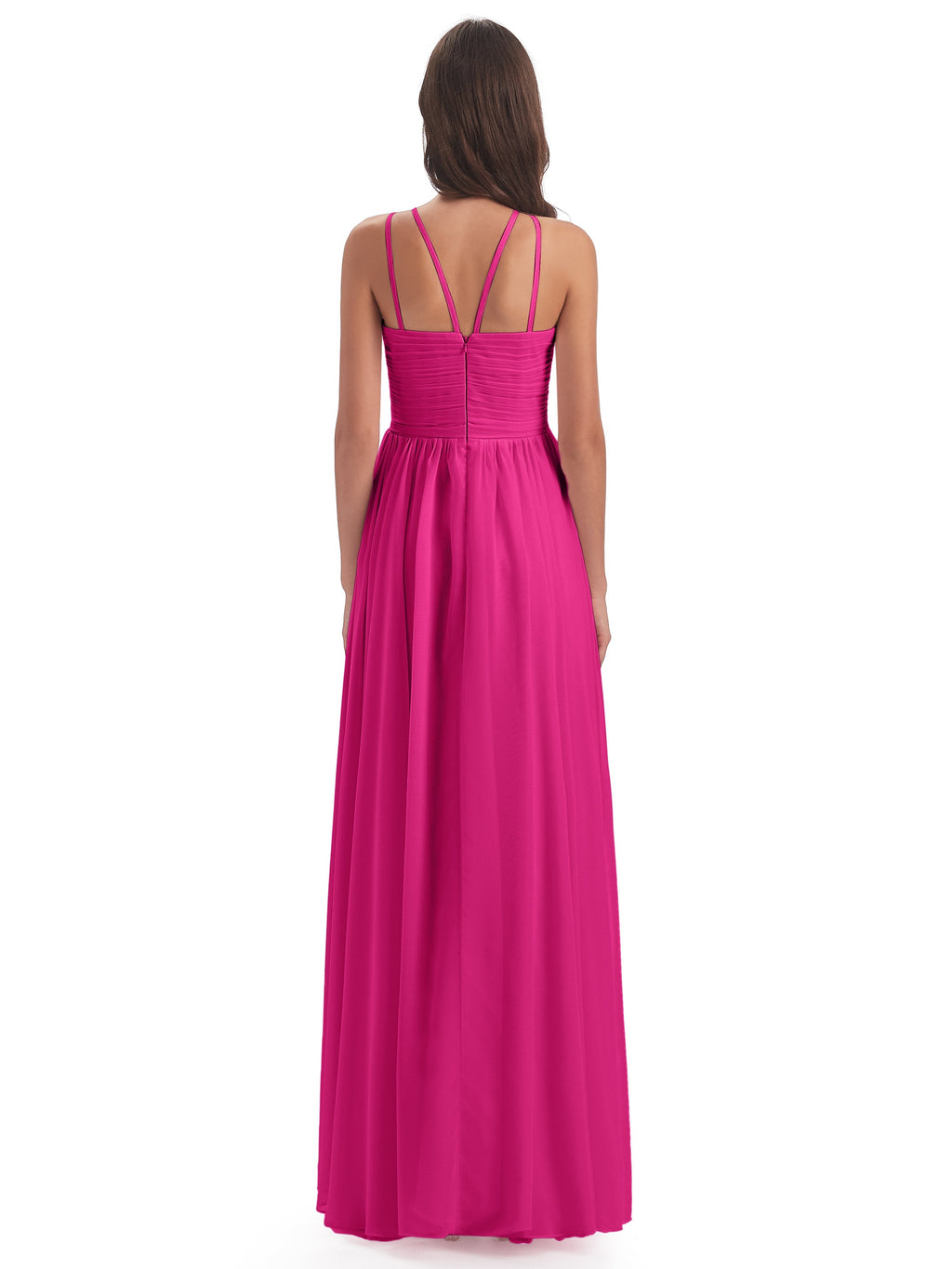 Ellianna Halter Open Back Chiffon Long Bridesmaid Dresses