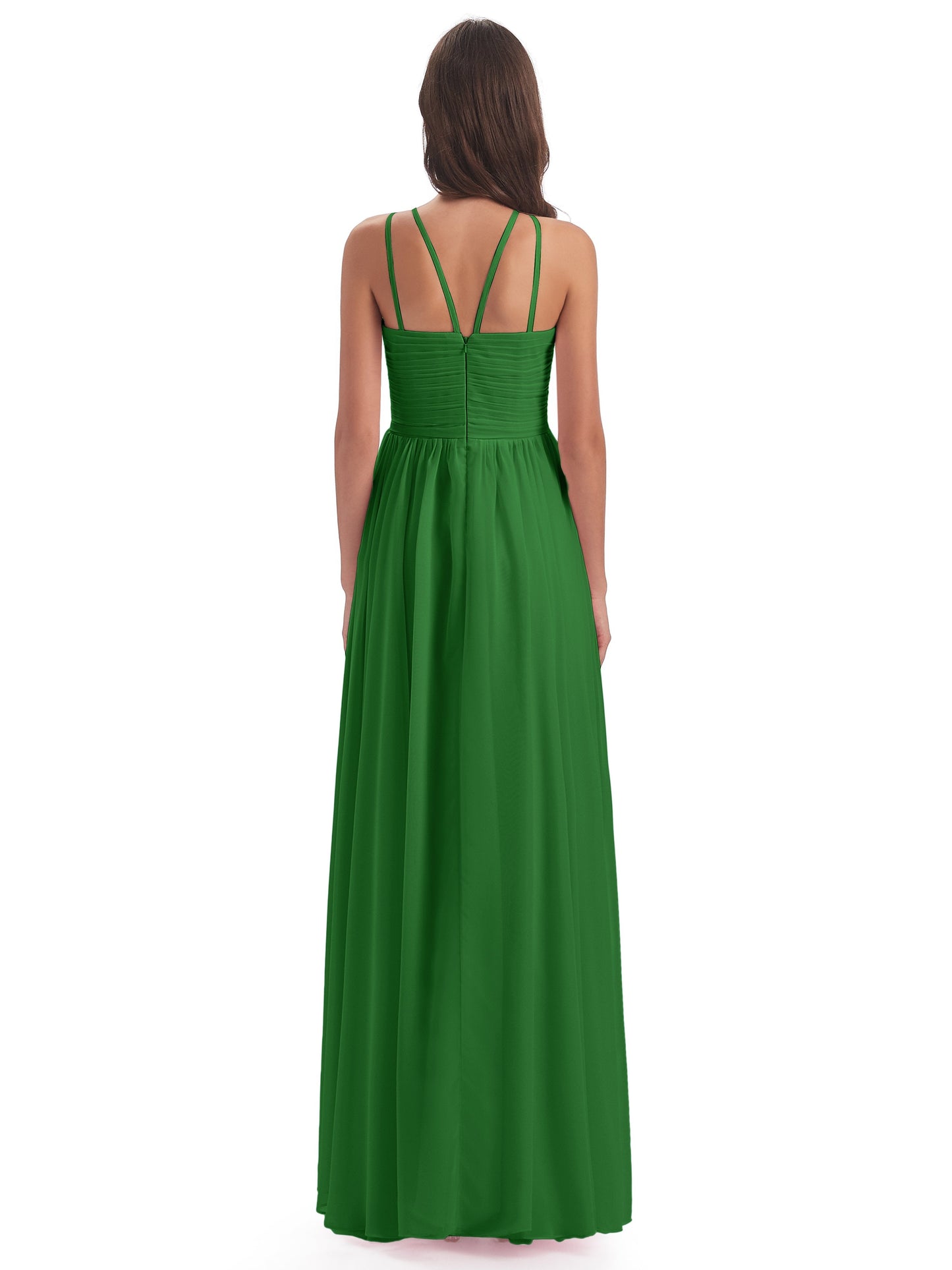 Ellianna Halter Open Back Chiffon Long Bridesmaid Dresses
