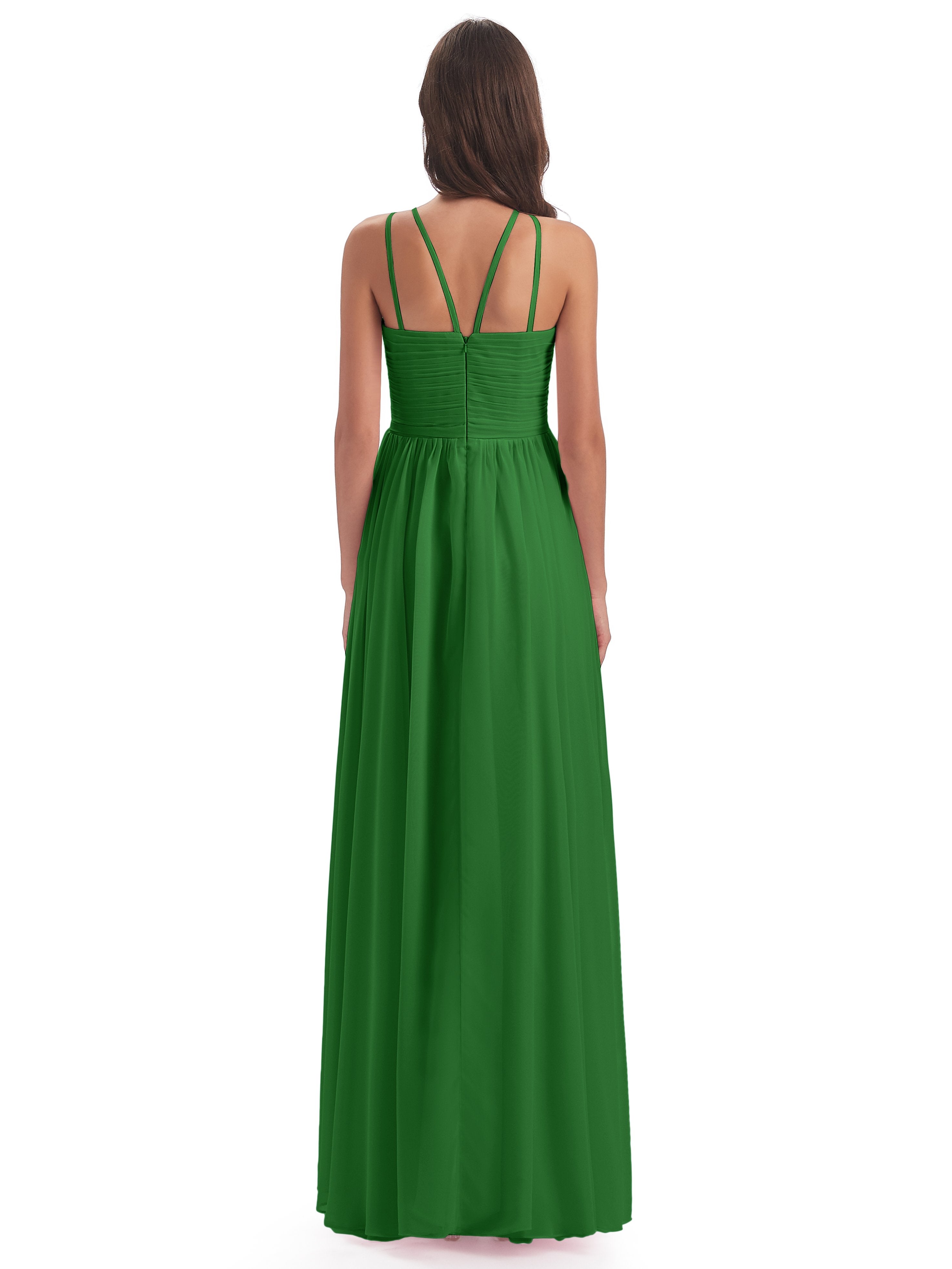 Ellianna Halter Open Back Chiffon Long Bridesmaid Dresses