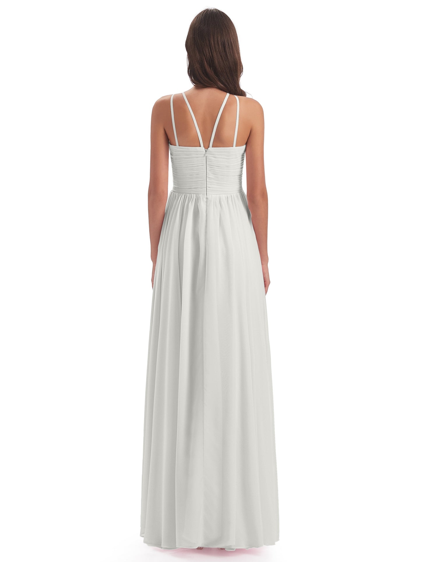 Ellianna Halter Open Back Chiffon Long Bridesmaid Dresses
