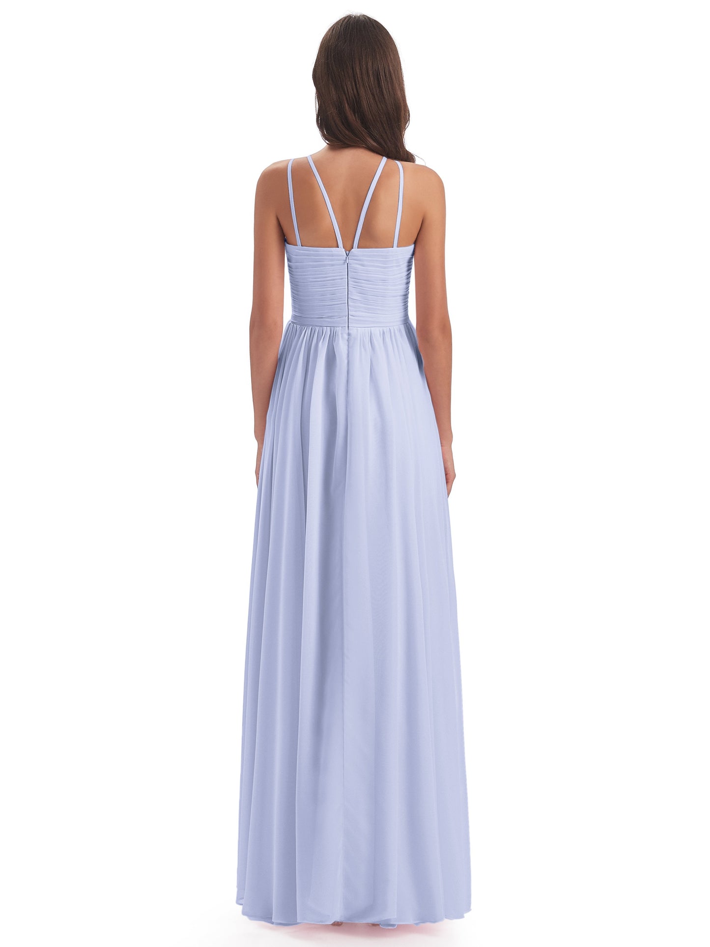 Ellianna Halter Open Back Chiffon Long Bridesmaid Dresses
