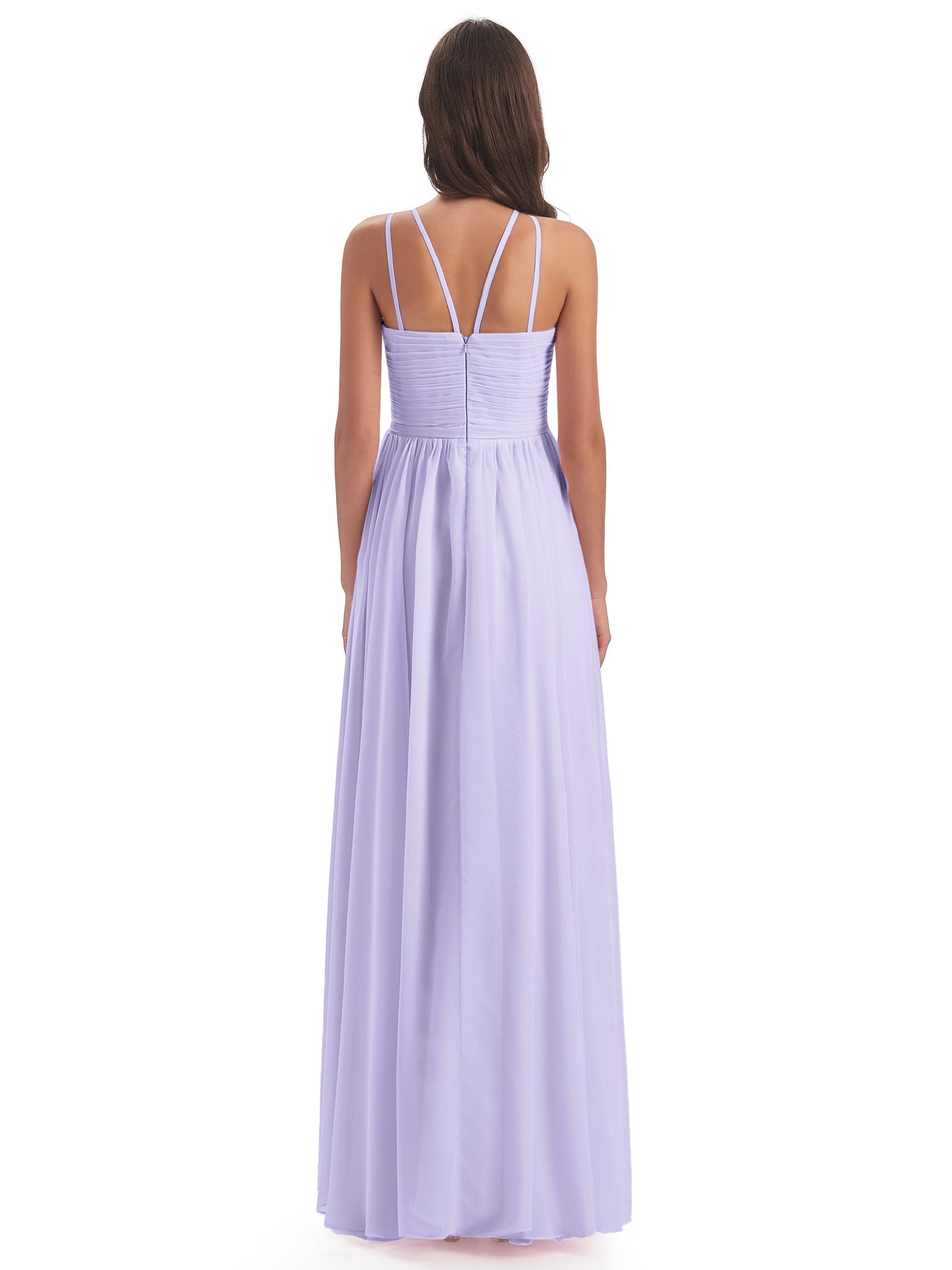 Ellianna Halter Open Back Chiffon Long Bridesmaid Dresses