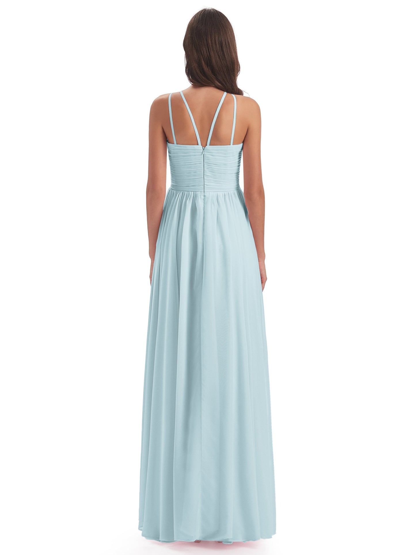 Ellianna Halter Open Back Chiffon Long Bridesmaid Dresses