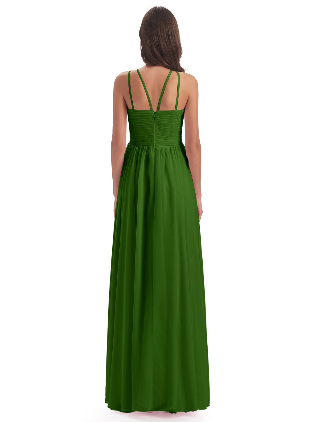 Ellianna Halter Open Back Chiffon Long Bridesmaid Dresses