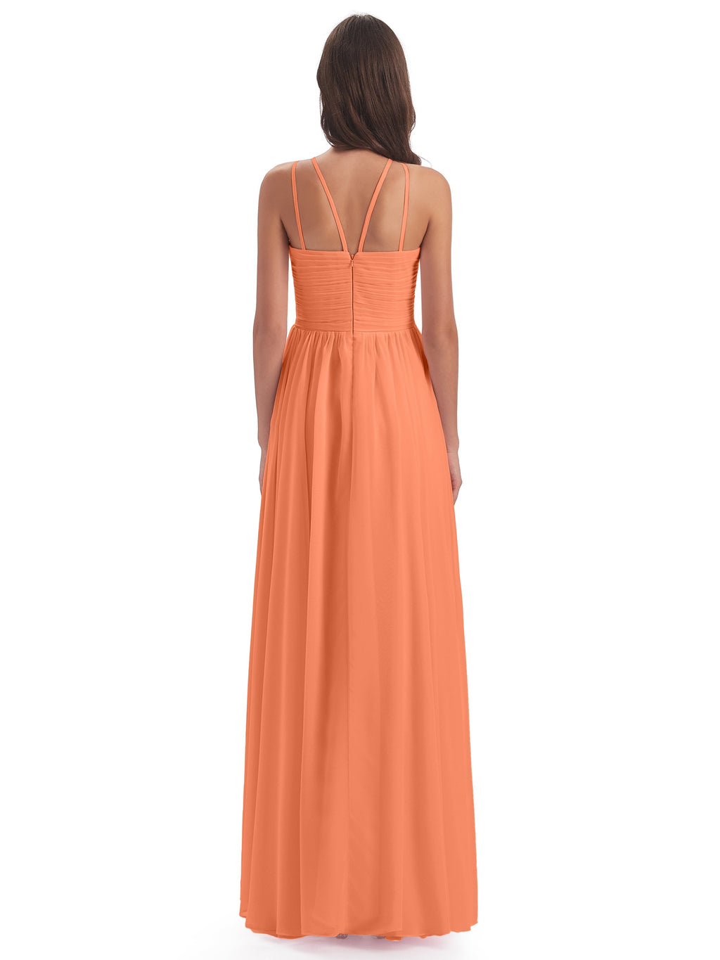 Ellianna Halter Open Back Chiffon Long Bridesmaid Dresses