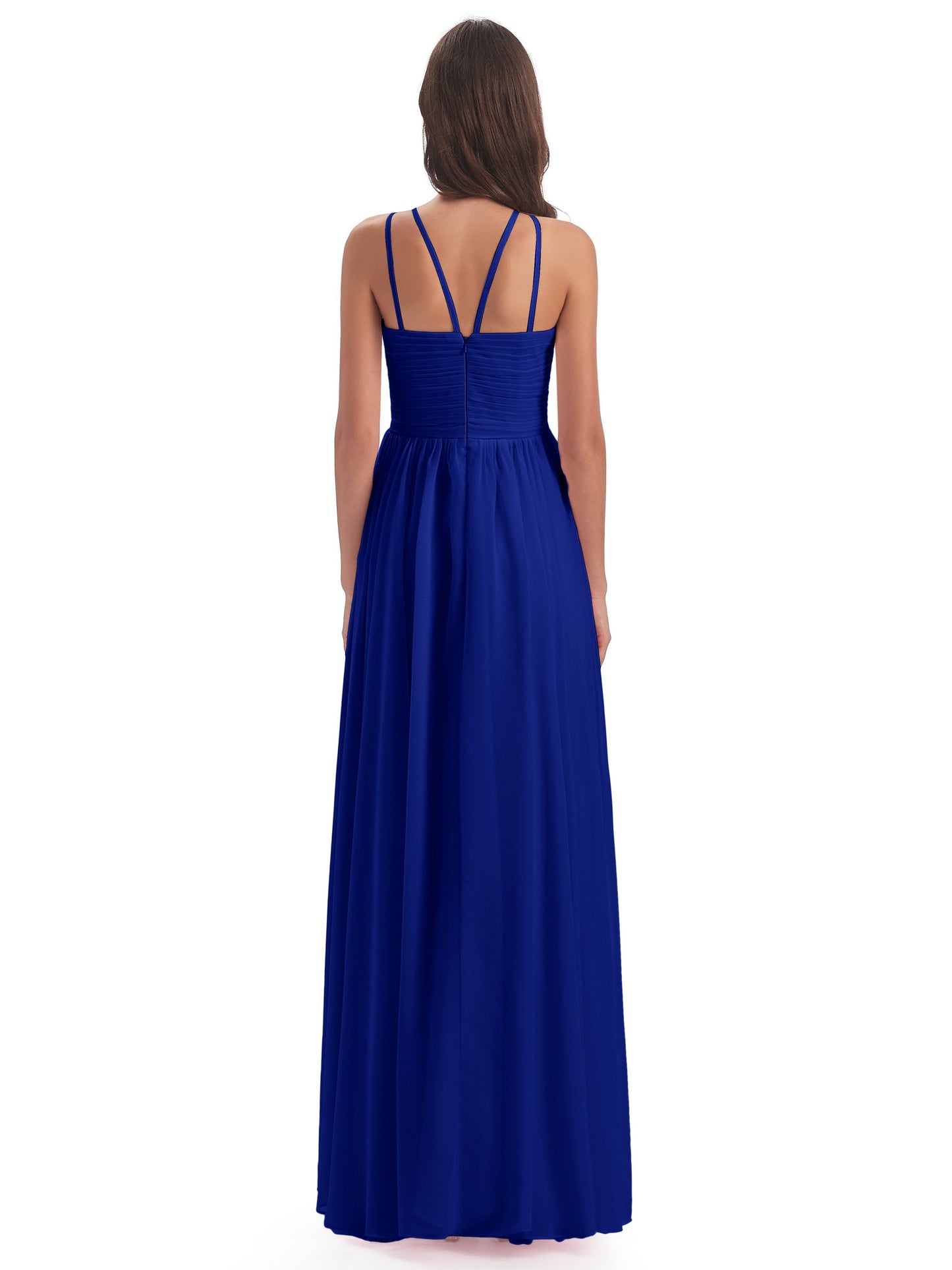 Ellianna Halter Open Back Chiffon Long Bridesmaid Dresses