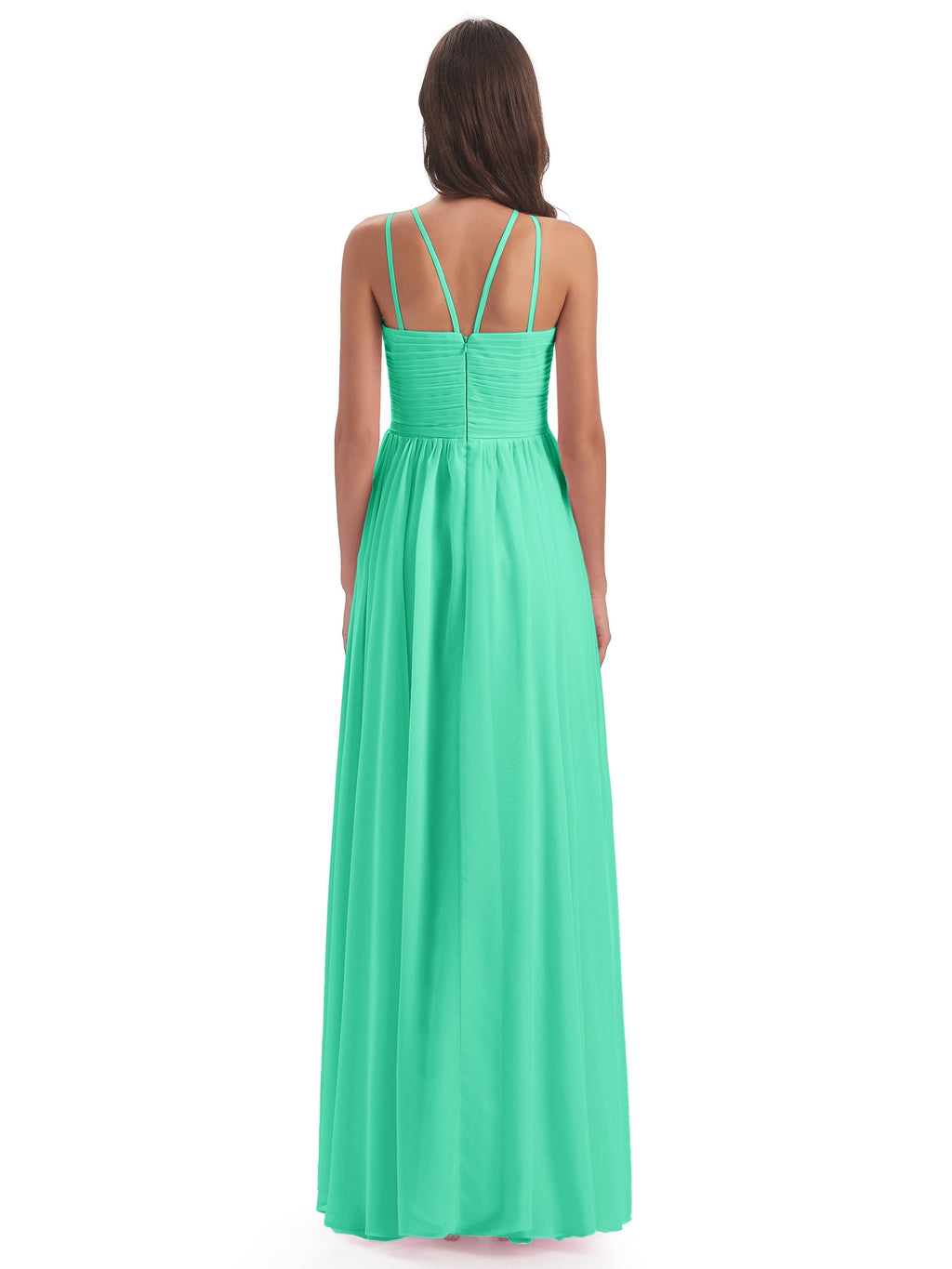 Ellianna Halter Open Back Chiffon Long Bridesmaid Dresses
