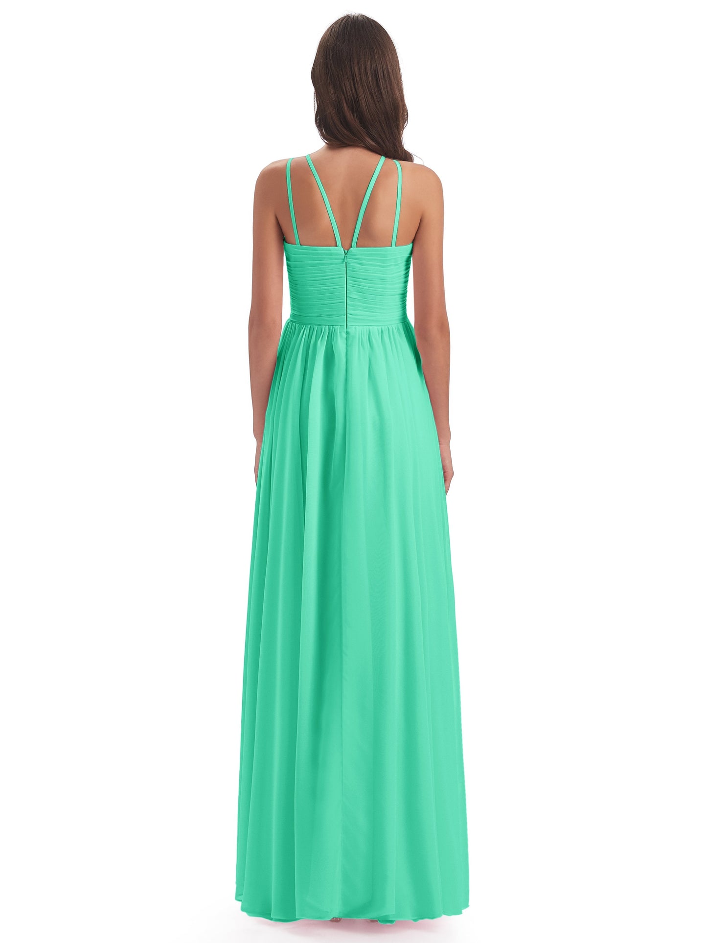 Ellianna Halter Open Back Chiffon Long Bridesmaid Dresses