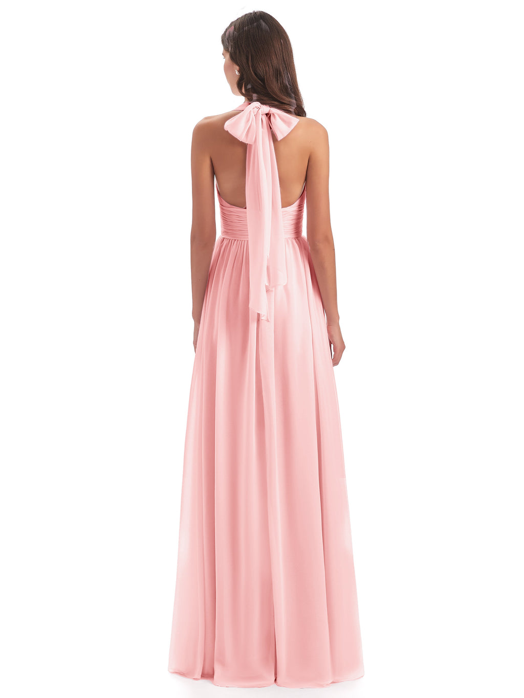 Emily Floor Length V Neck Split Chiffon Bridesmaid Dresses
