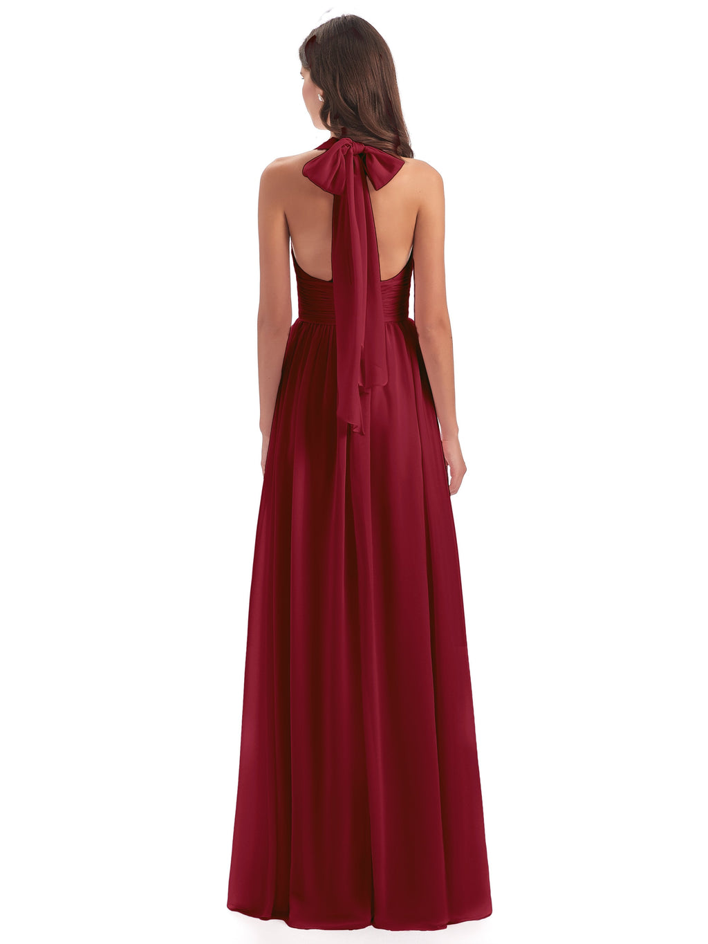 Emily Floor Length V Neck Split Chiffon Bridesmaid Dresses