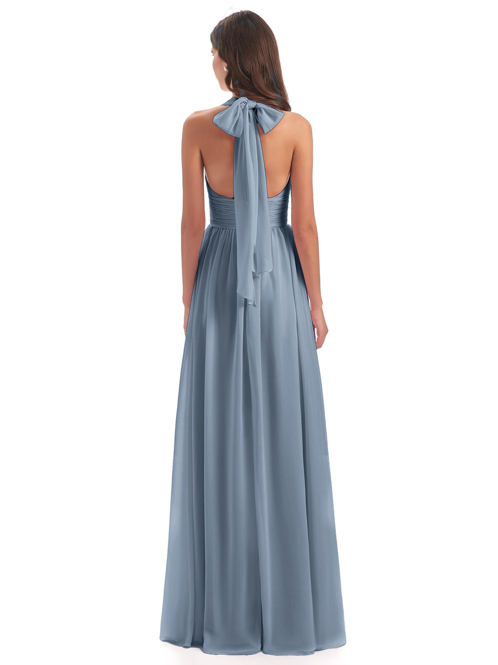 Emily Floor Length V Neck Split Chiffon Bridesmaid Dresses