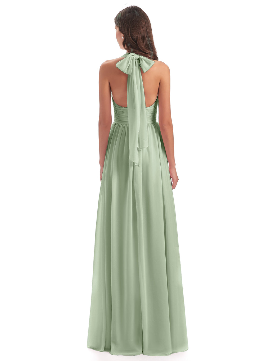 Emily Floor Length V Neck Split Chiffon Bridesmaid Dresses