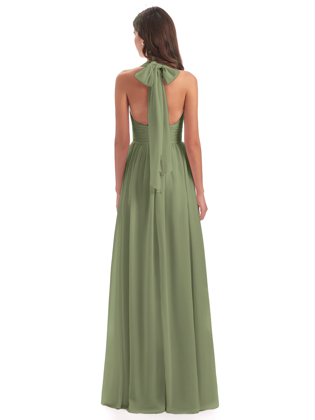 Emily Floor Length V Neck Split Chiffon Bridesmaid Dresses