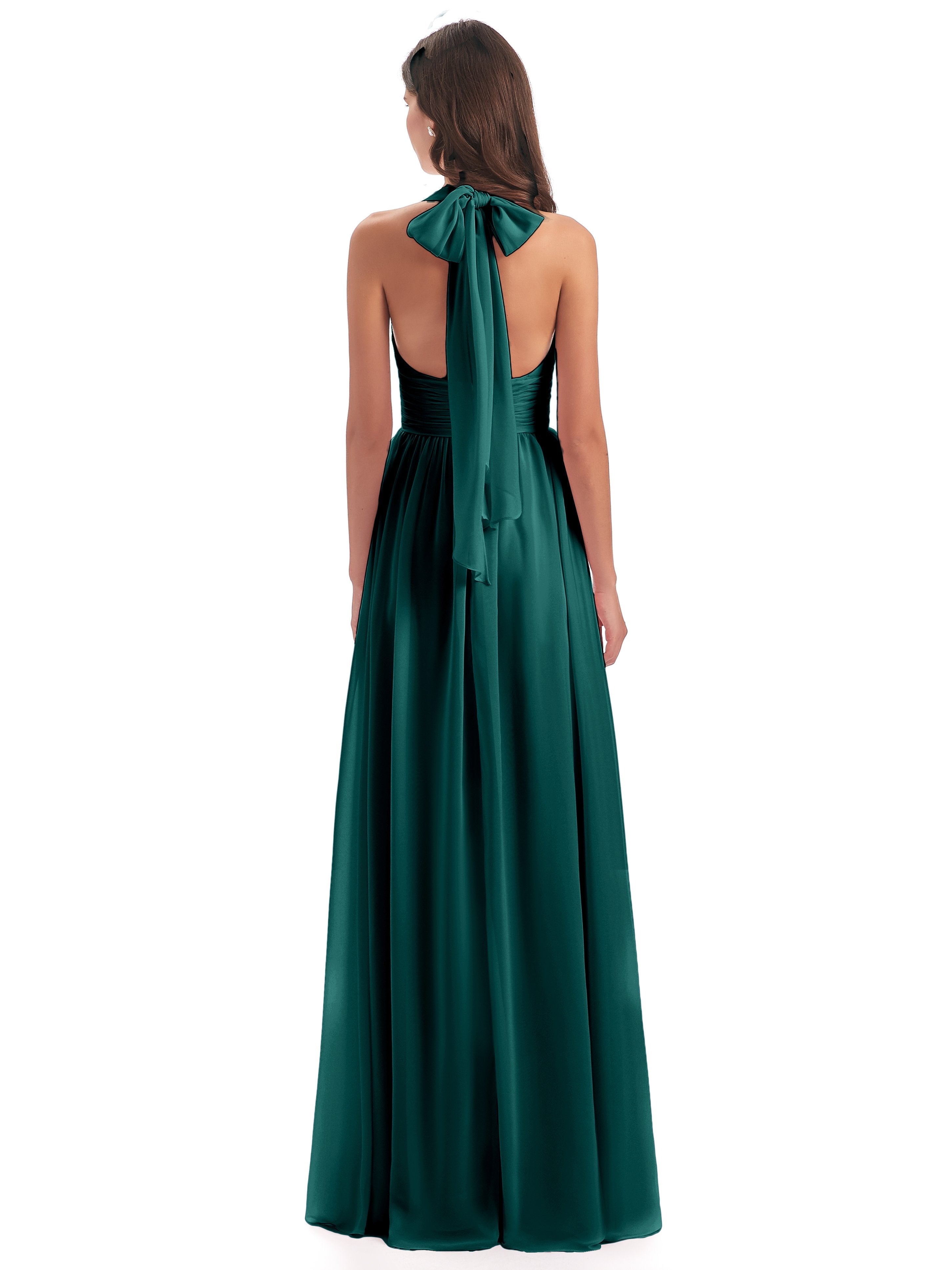 Emily Floor Length V Neck Split Chiffon Bridesmaid Dresses