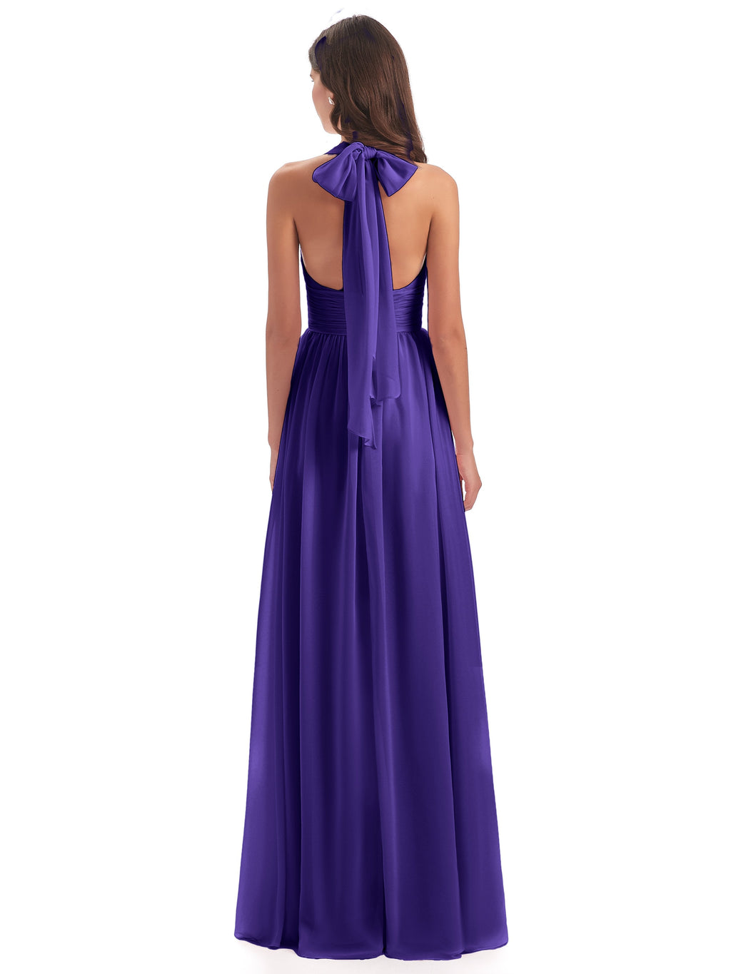 Emily Floor Length V Neck Split Chiffon Bridesmaid Dresses