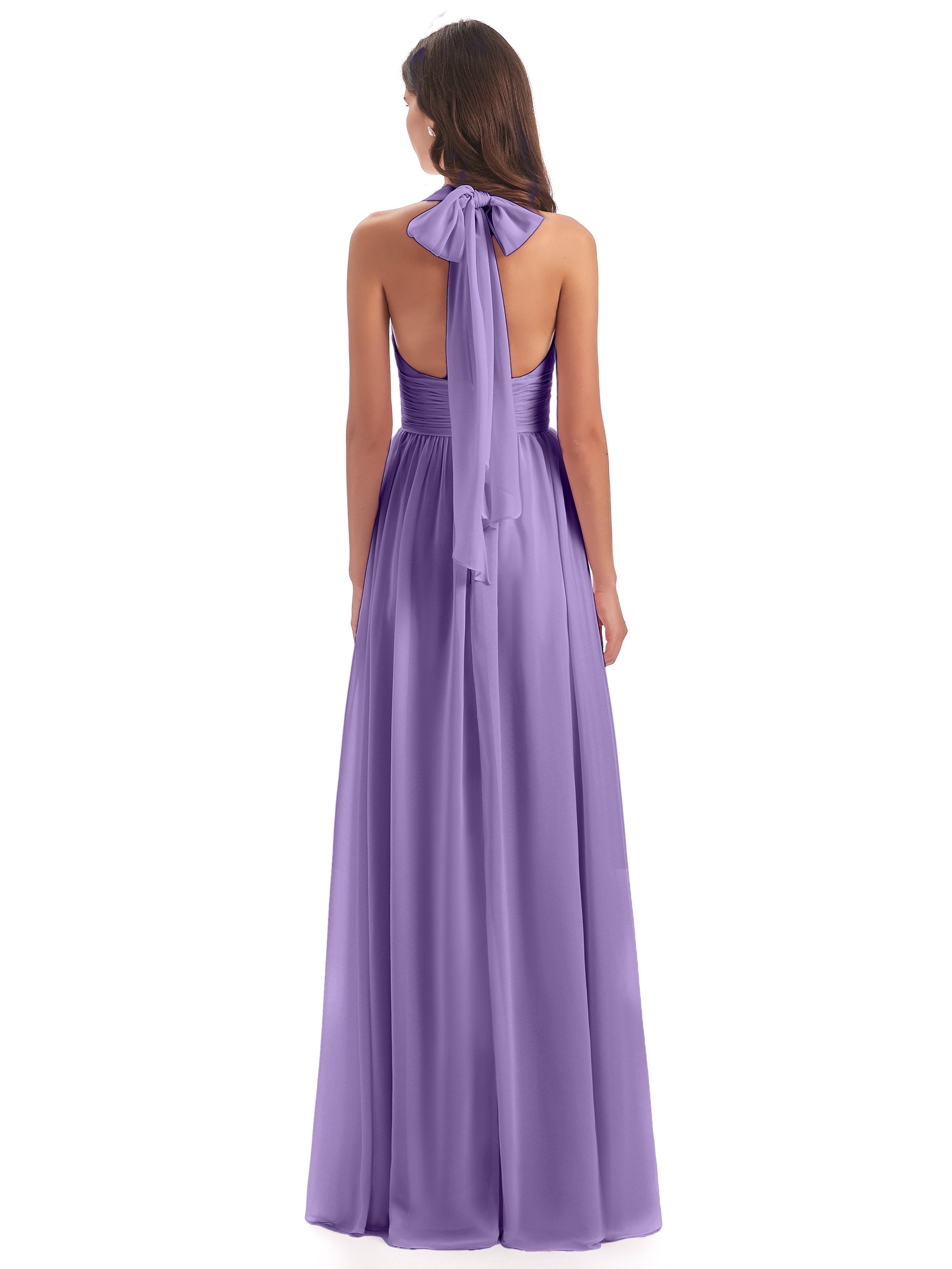 Emily Floor Length V Neck Split Chiffon Bridesmaid Dresses