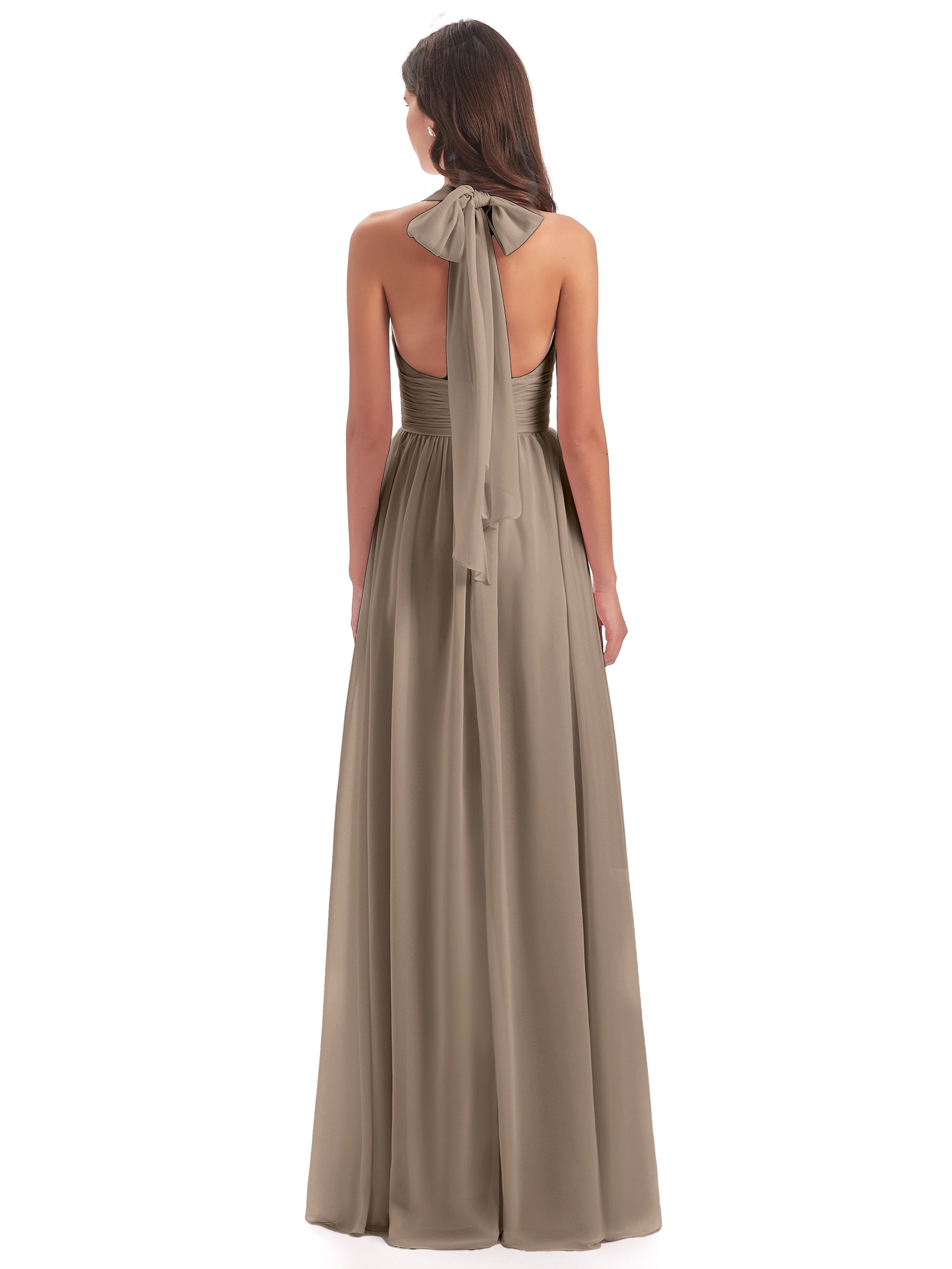 Emily Floor Length V Neck Split Chiffon Bridesmaid Dresses