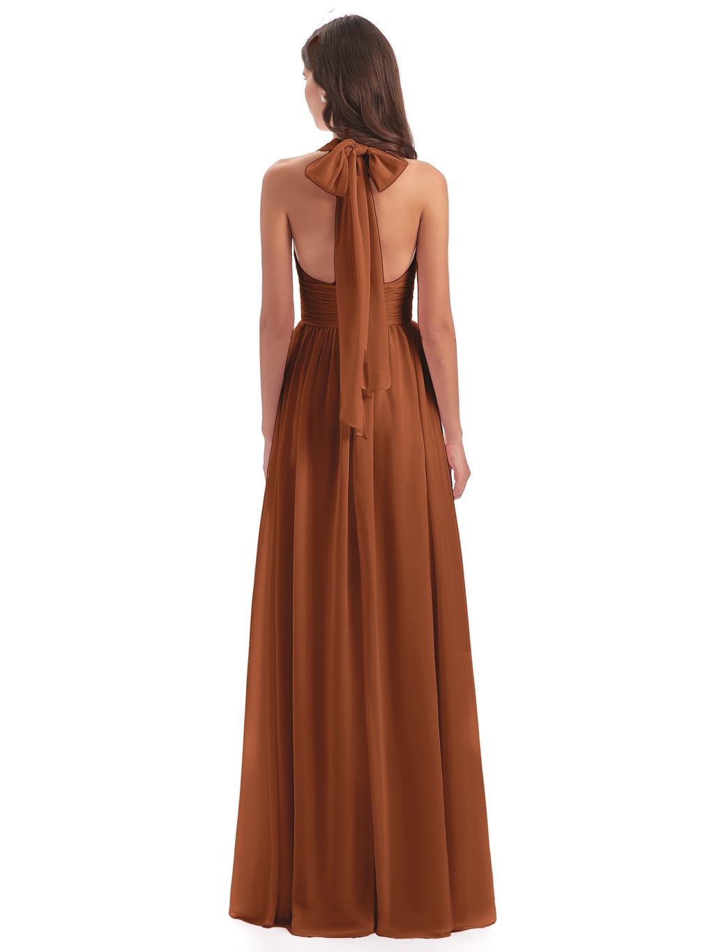 Emily Floor Length V Neck Split Chiffon Bridesmaid Dresses