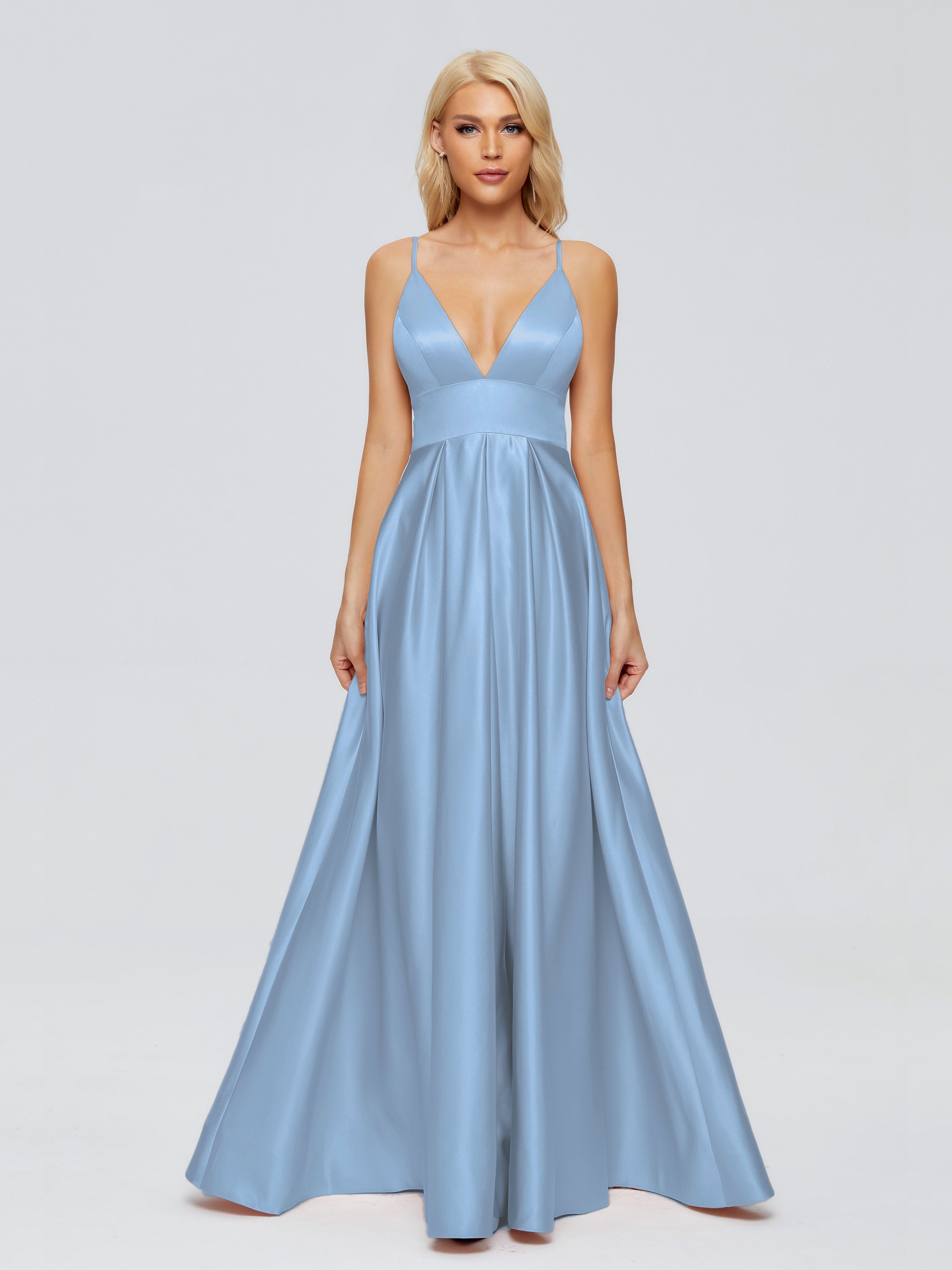 Faith Spaghetti Straps Satin Bridesmaid Dress