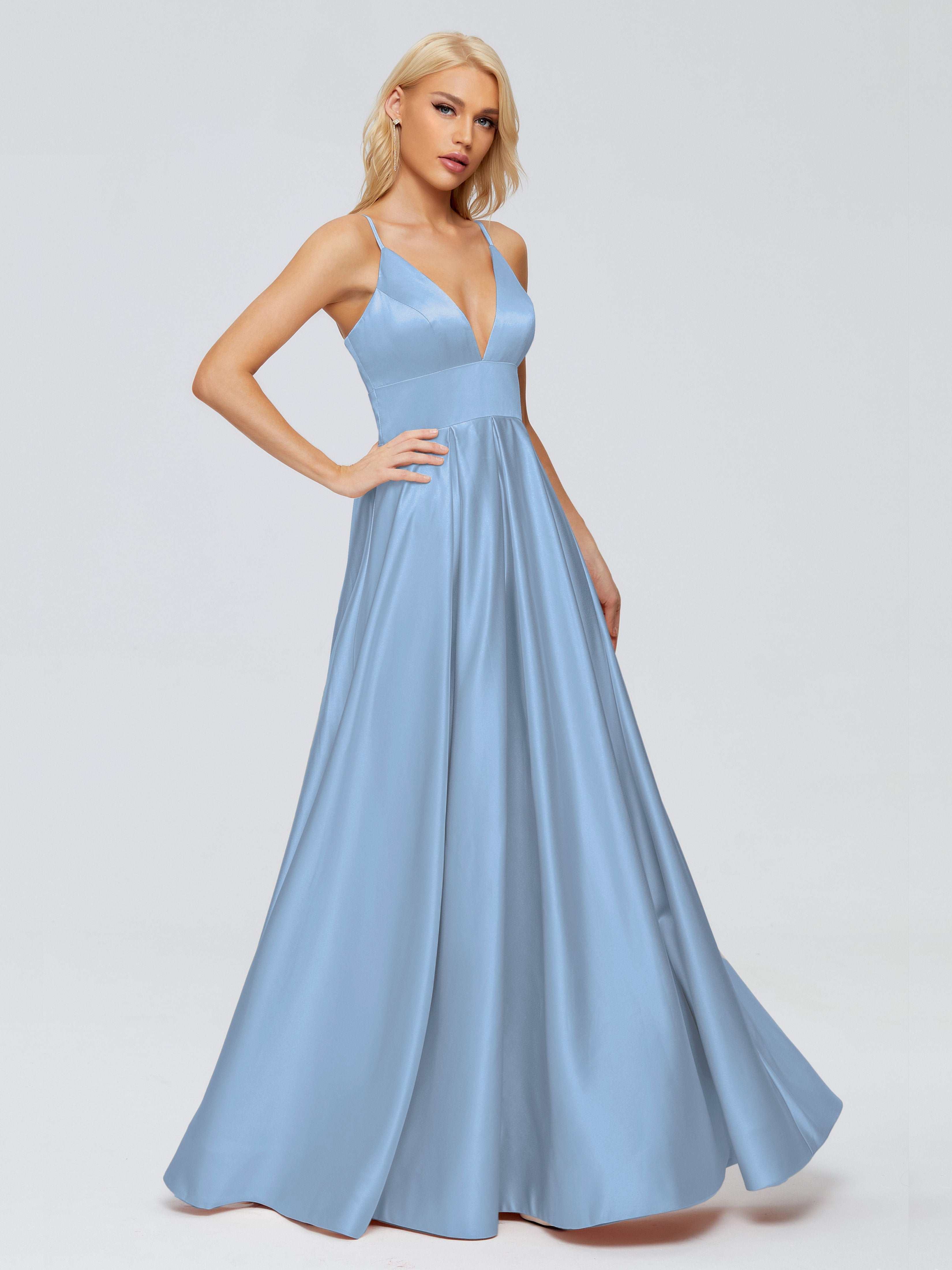 Faith Spaghetti Straps Satin Bridesmaid Dress
