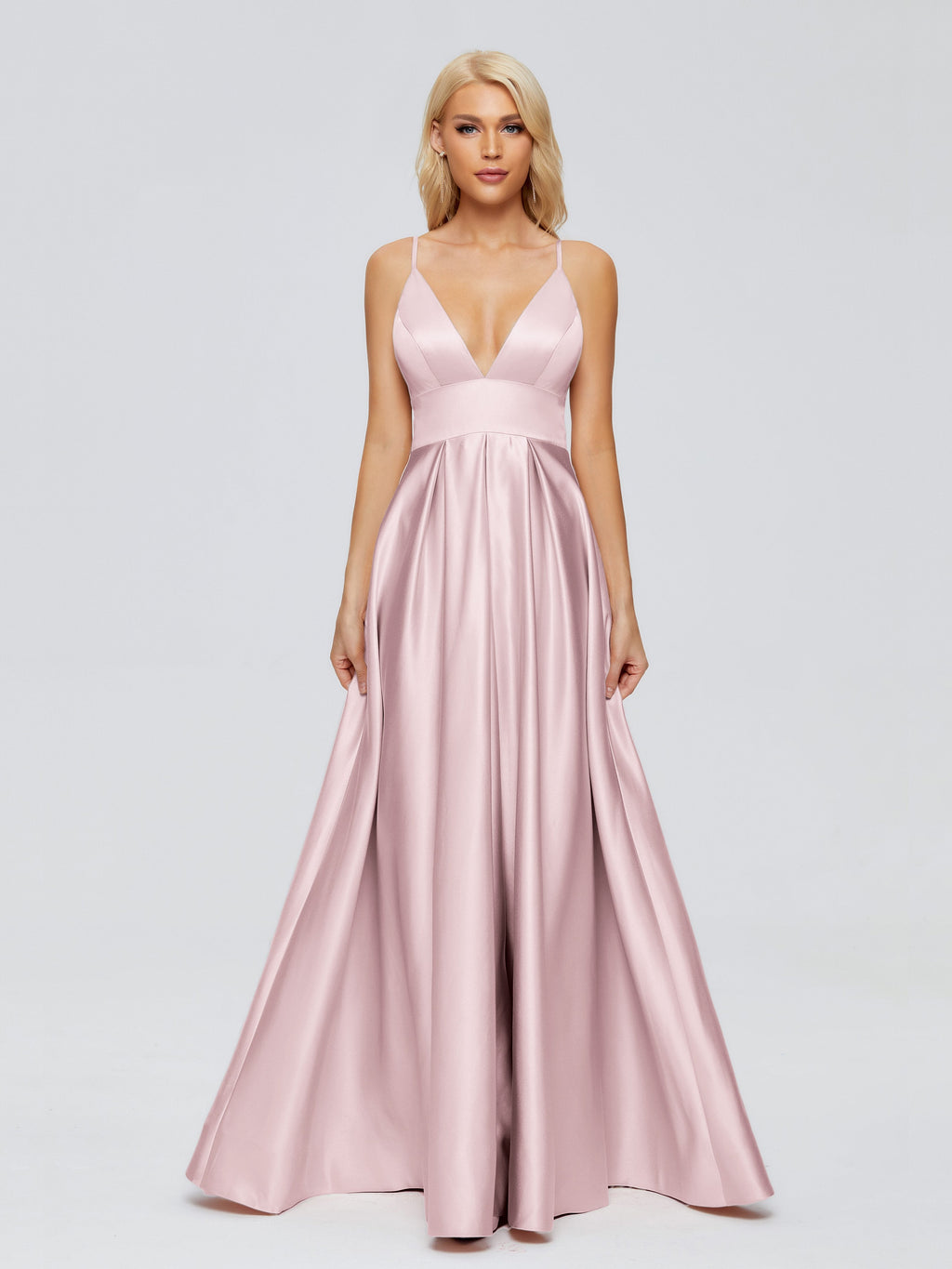 Faith Spaghetti Straps Satin Bridesmaid Dress