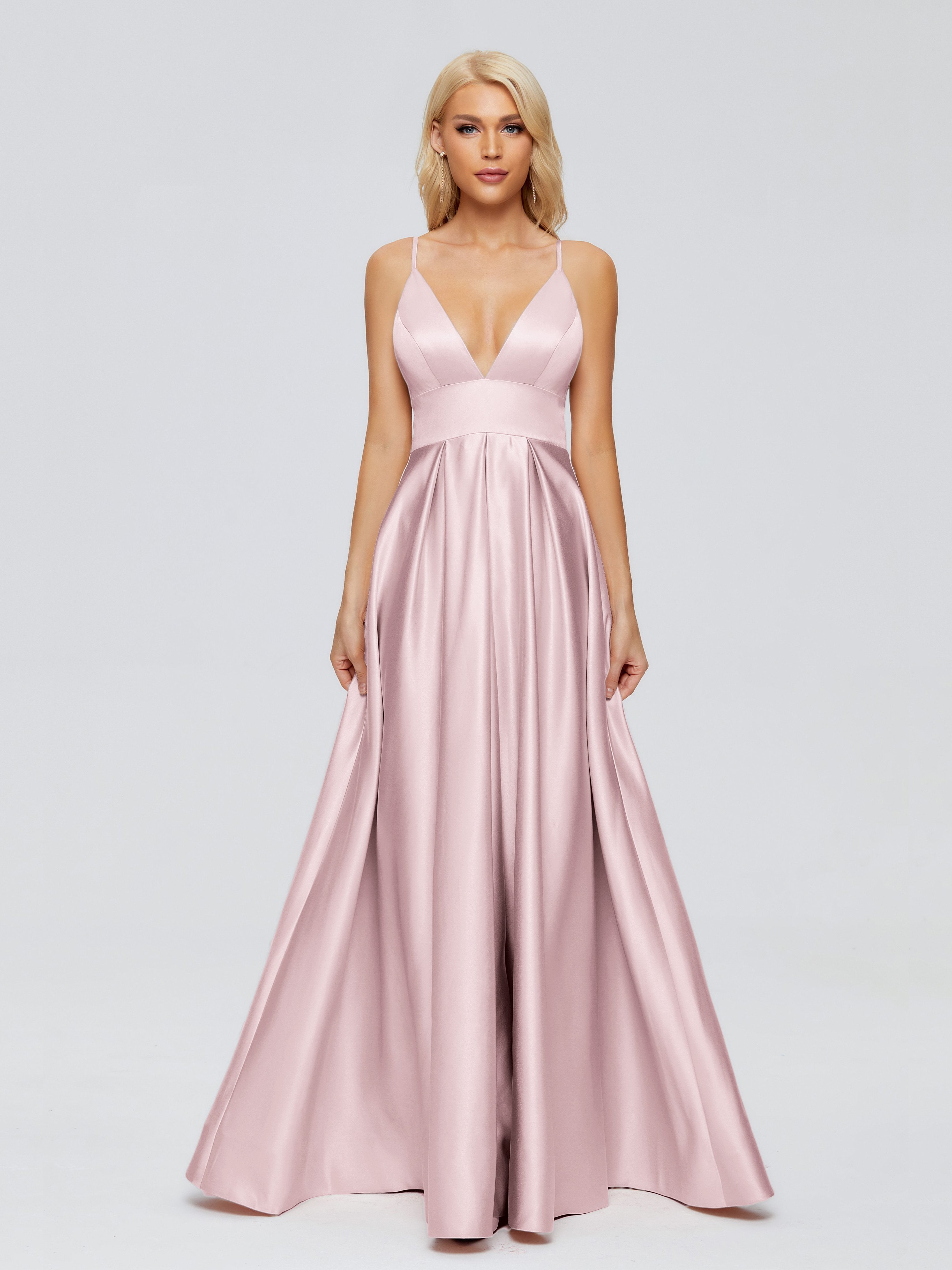 Faith Spaghetti Straps Satin Bridesmaid Dress