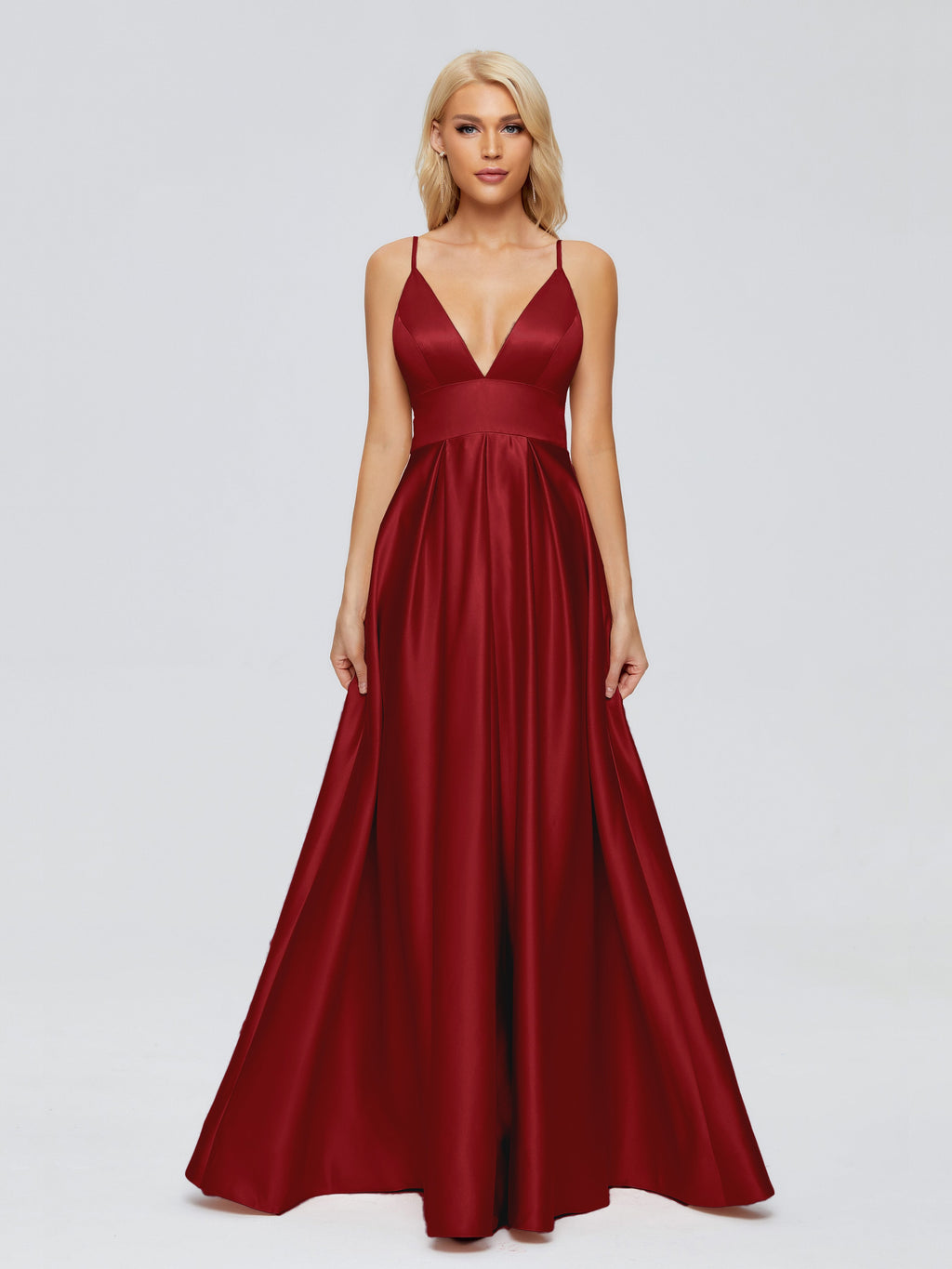 Faith Spaghetti Straps Satin Bridesmaid Dress