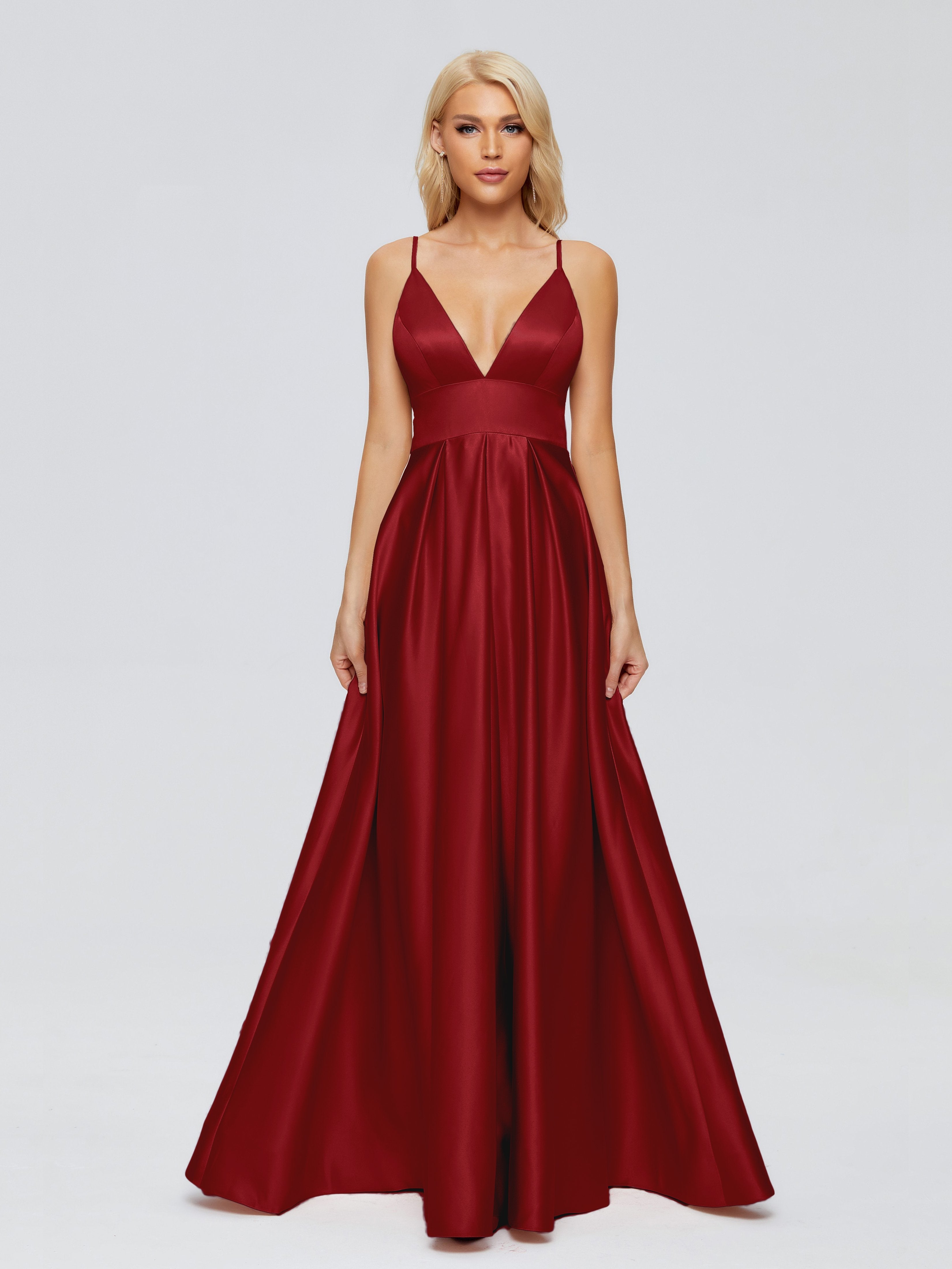 Faith Spaghetti Straps Satin Bridesmaid Dress
