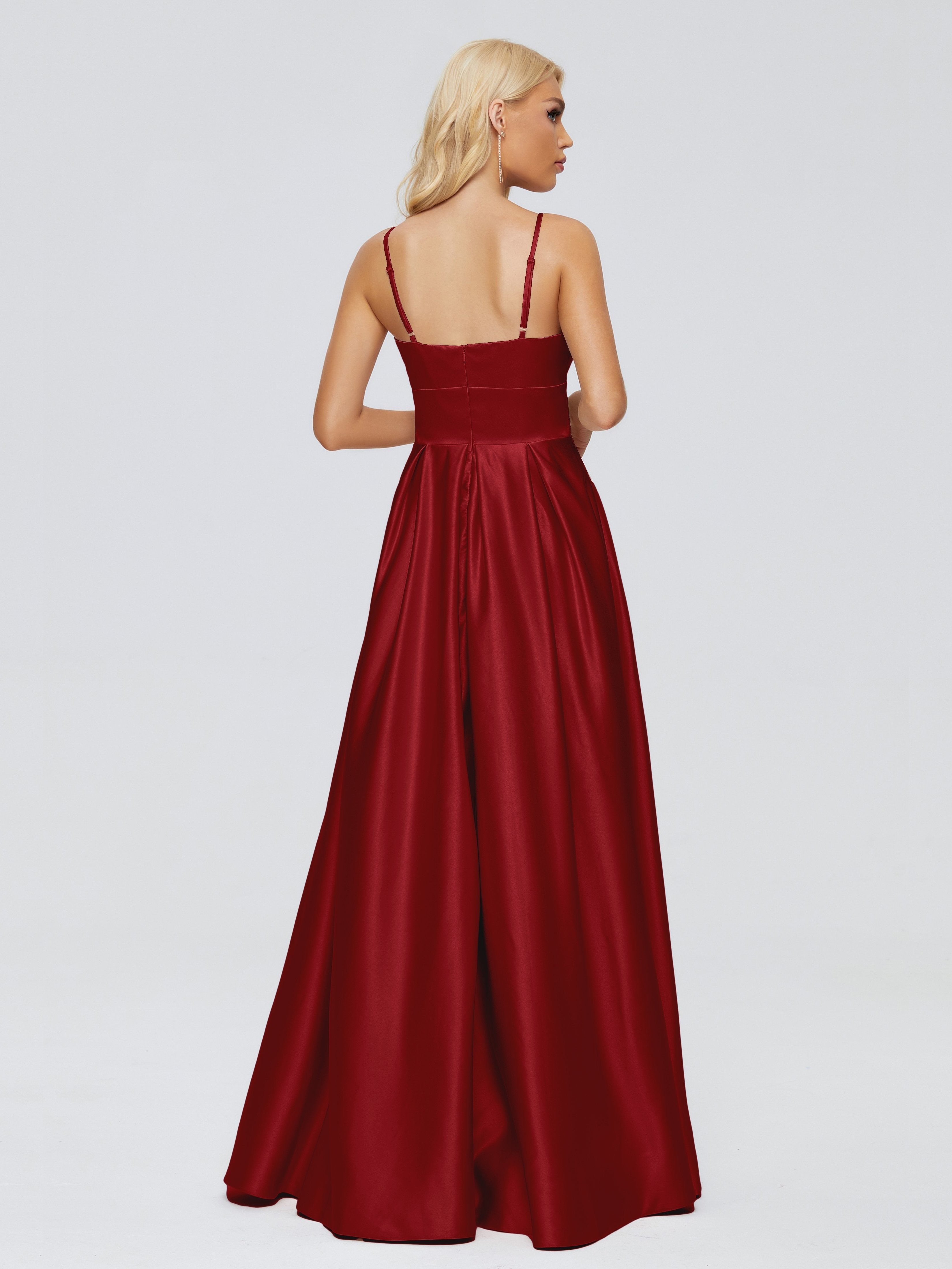 Faith Spaghetti Straps Satin Bridesmaid Dress