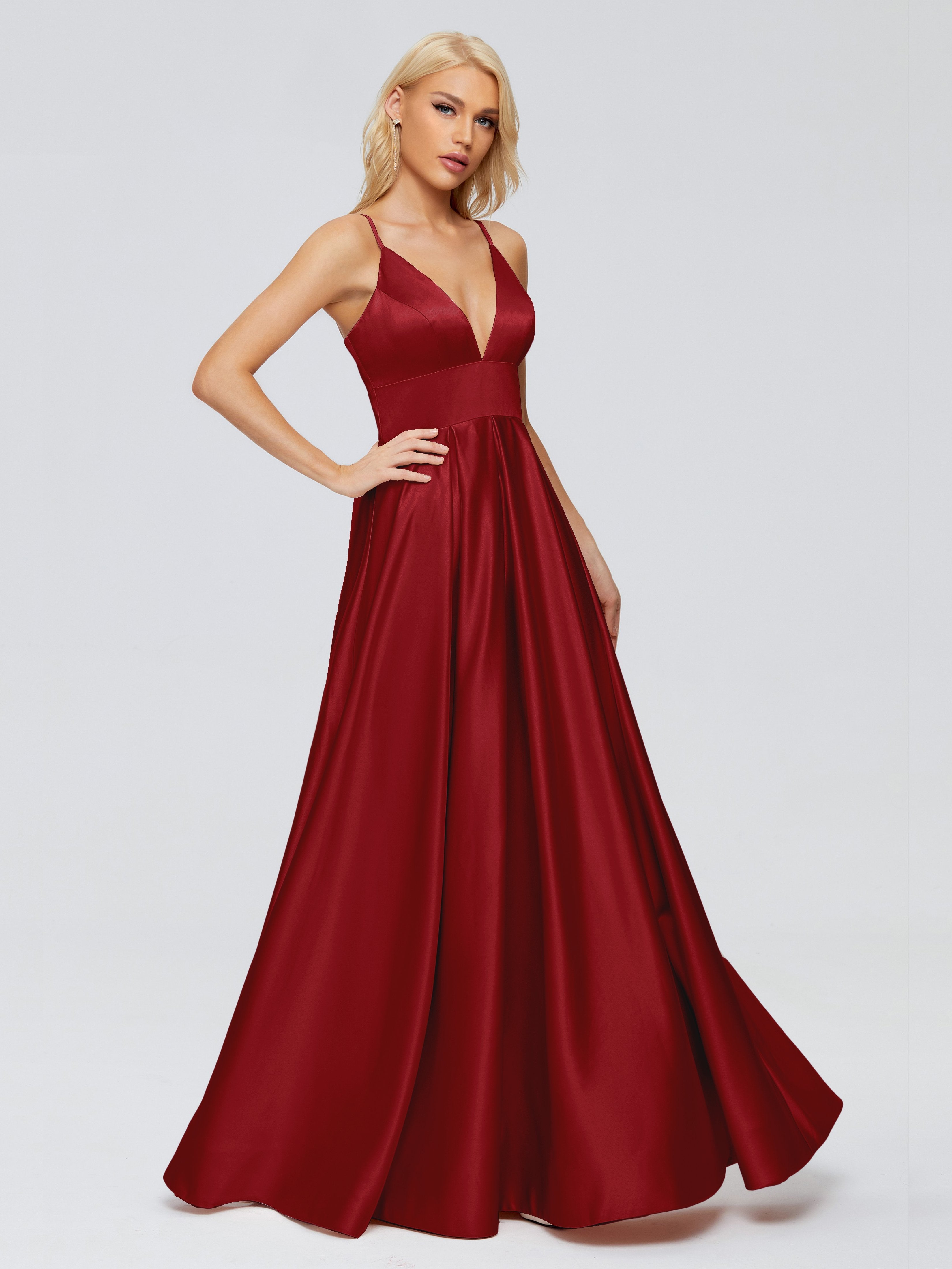 Faith Spaghetti Straps Satin Bridesmaid Dress