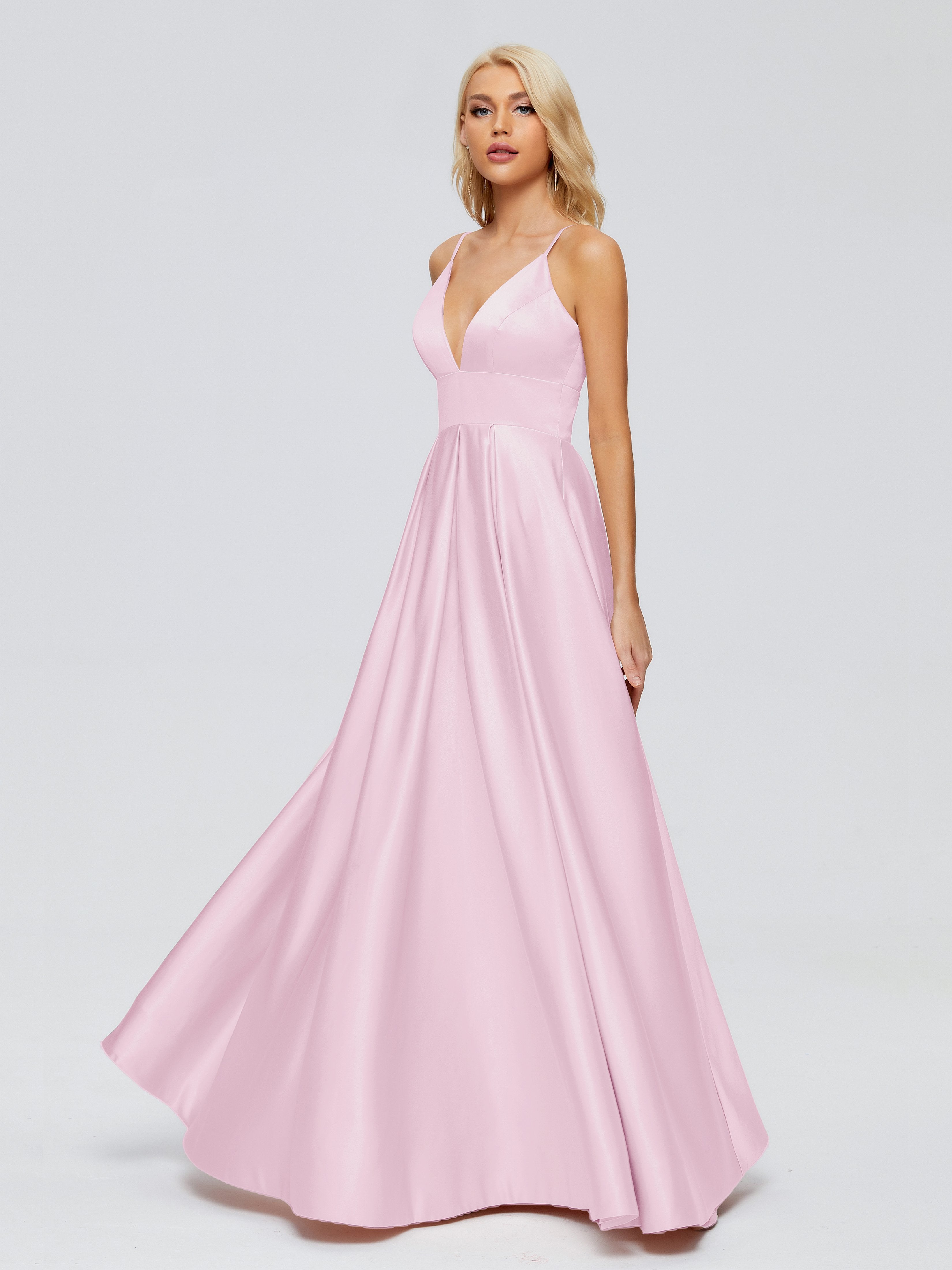 Faith Spaghetti Straps Satin Bridesmaid Dress