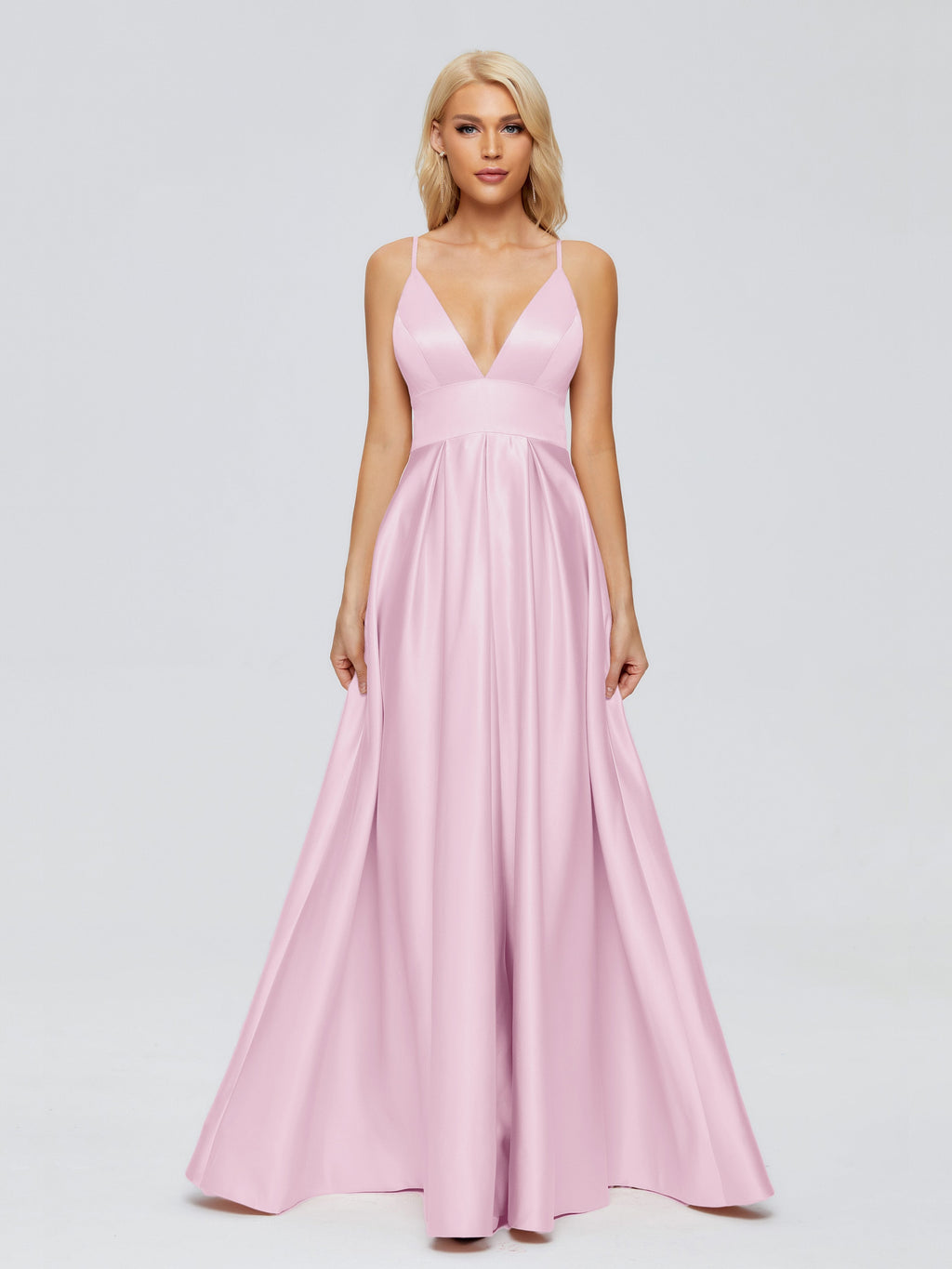 Faith Spaghetti Straps Satin Bridesmaid Dress