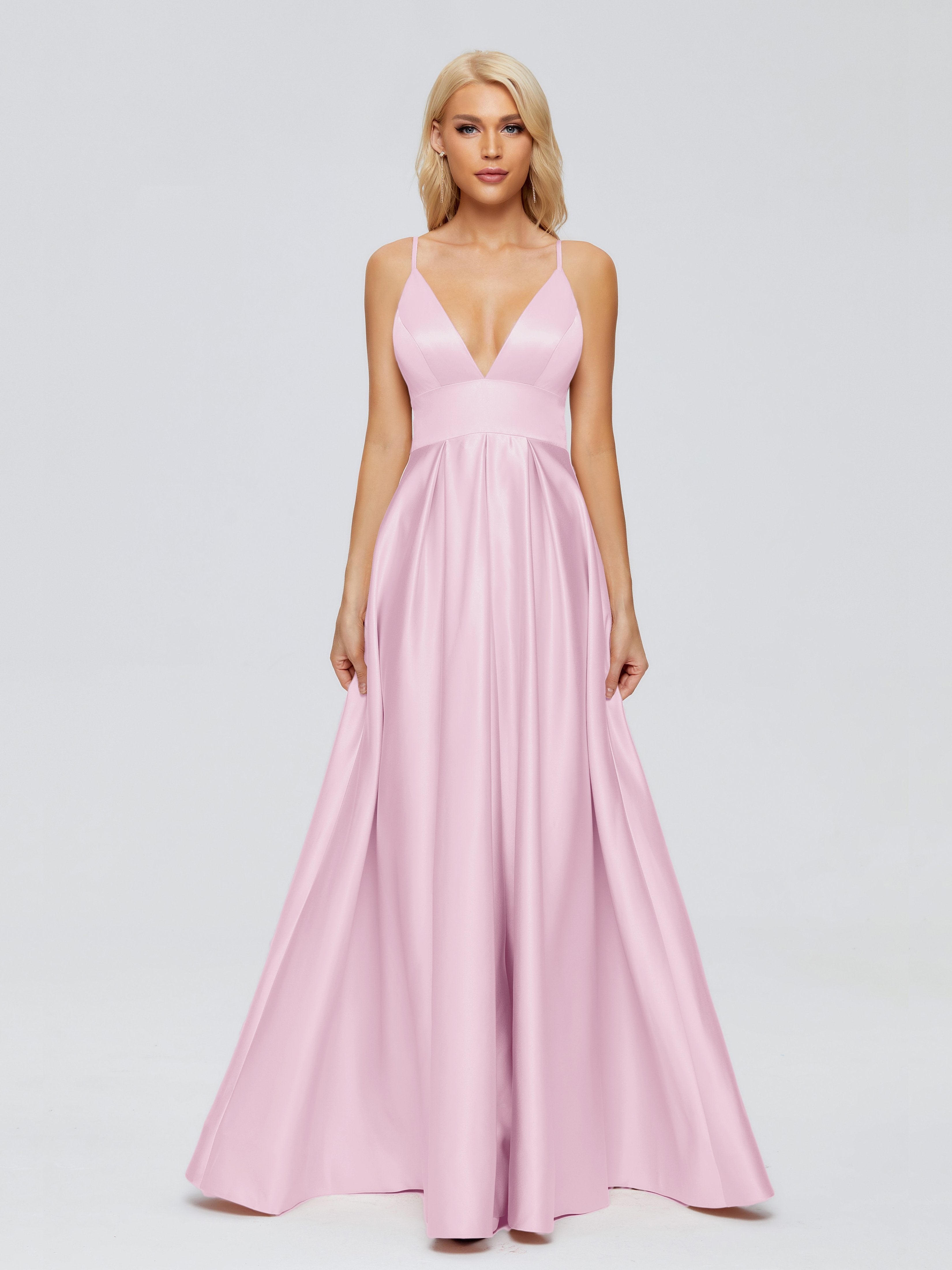Faith Spaghetti Straps Satin Bridesmaid Dress