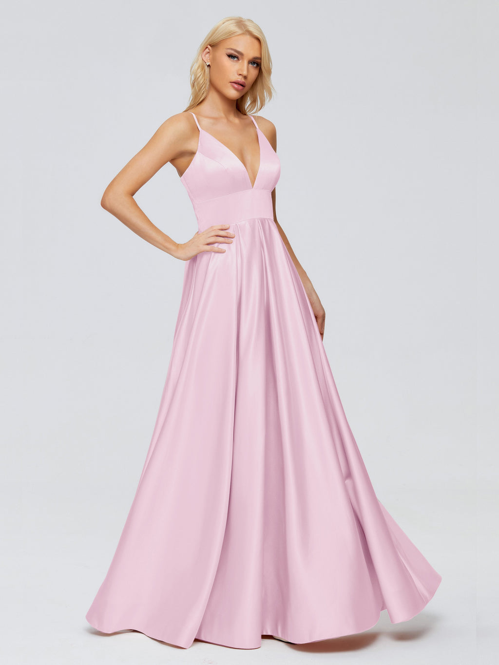 Faith Spaghetti Straps Satin Bridesmaid Dress