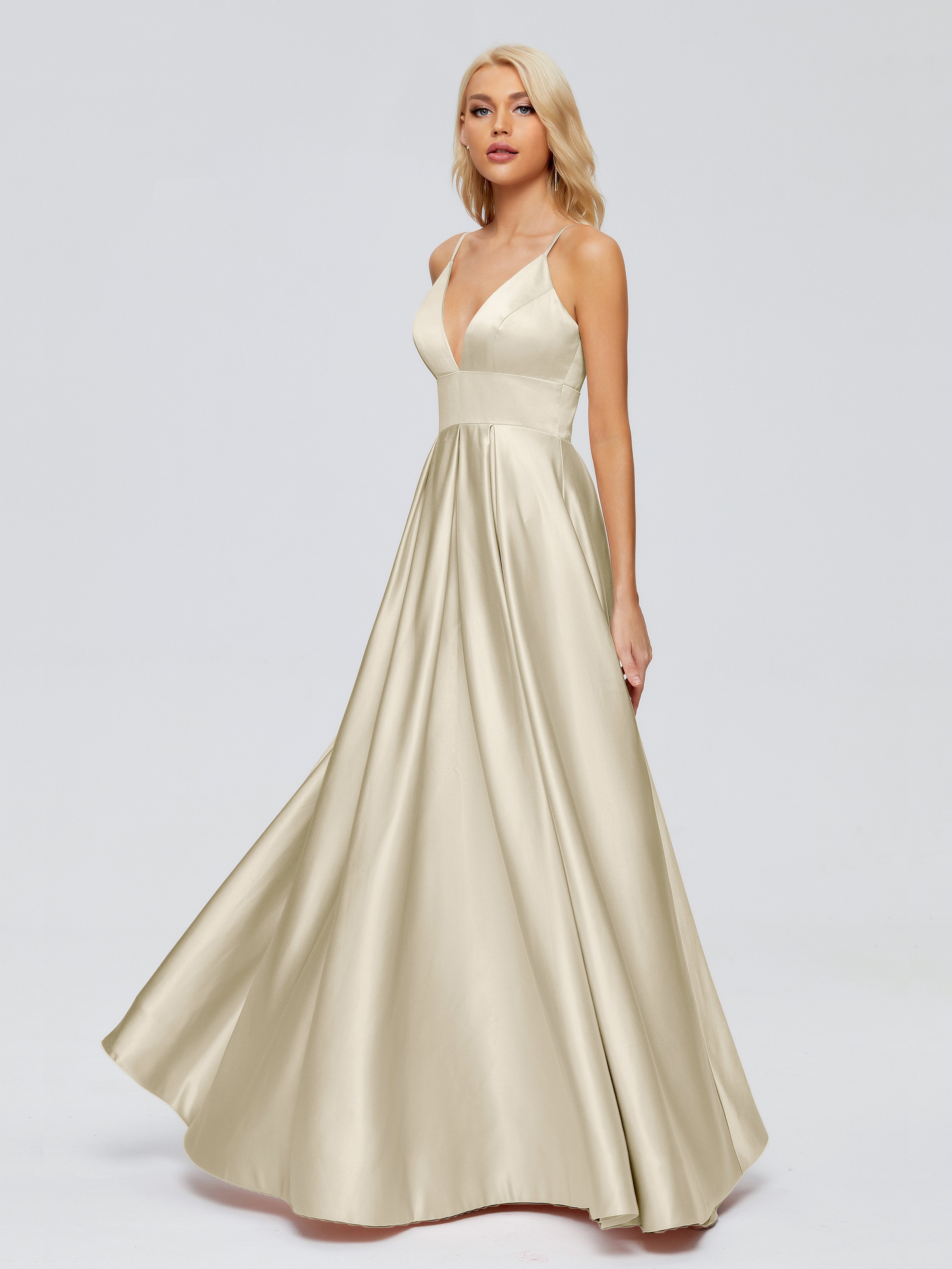 Faith Spaghetti Straps Satin Bridesmaid Dress