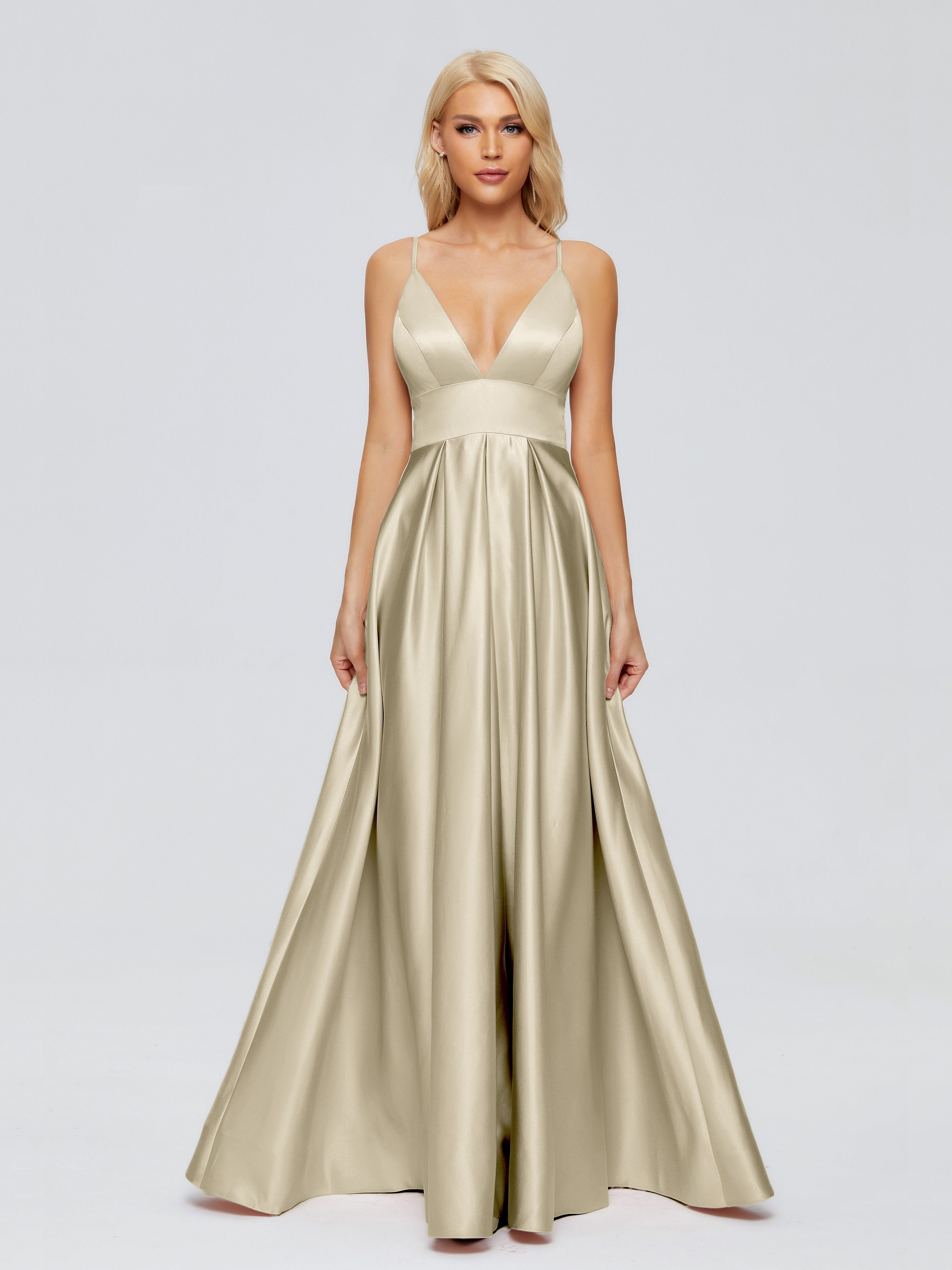 Faith Spaghetti Straps Satin Bridesmaid Dress