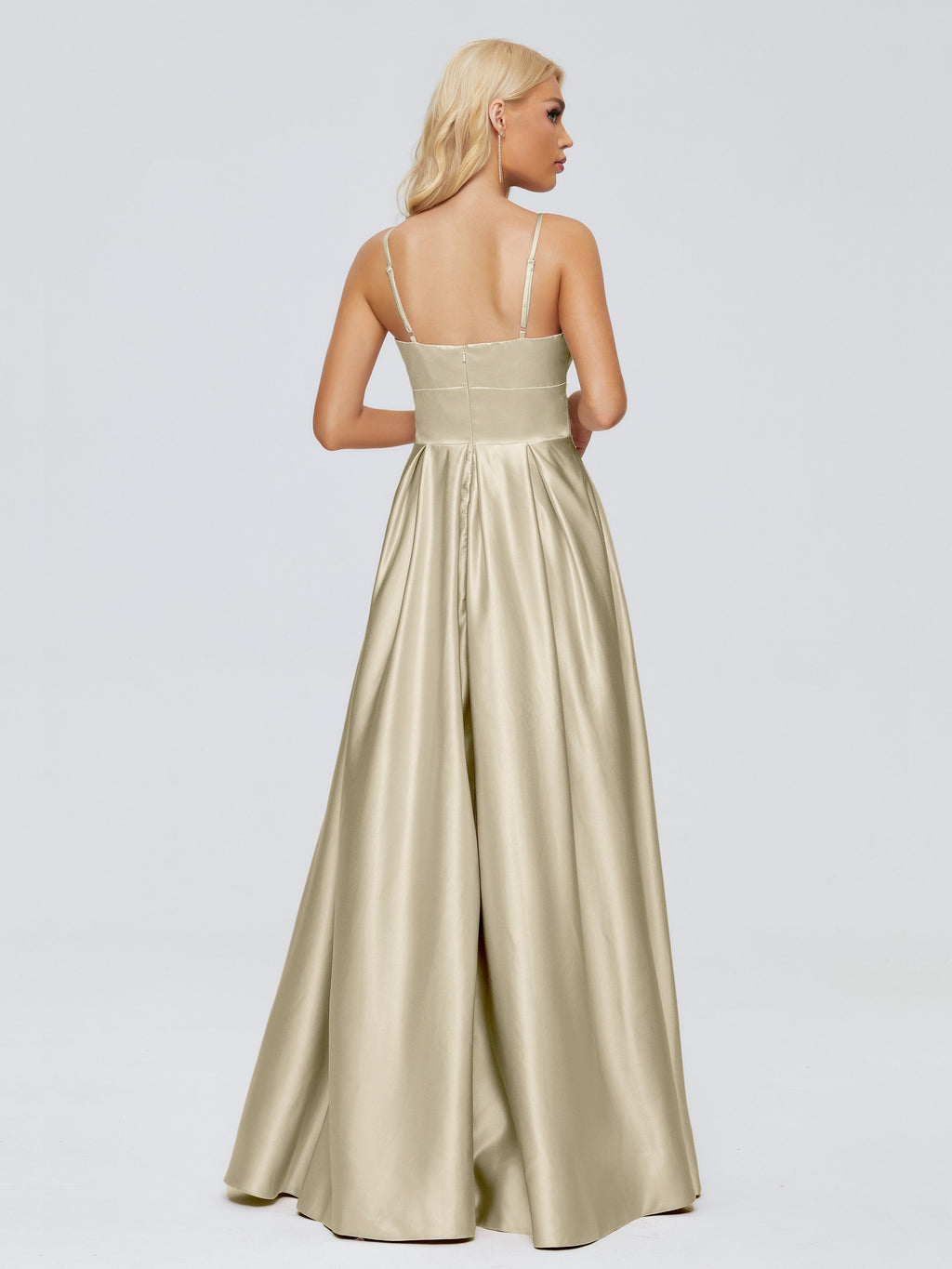 Faith Spaghetti Straps Satin Bridesmaid Dress