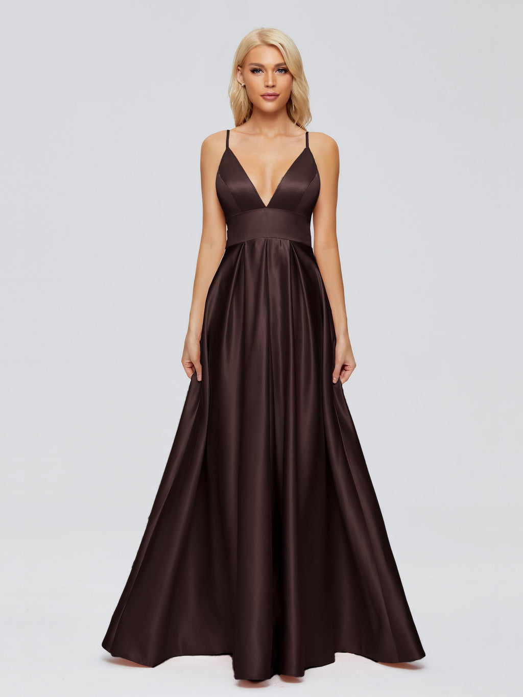 Faith Spaghetti Straps Satin Bridesmaid Dress