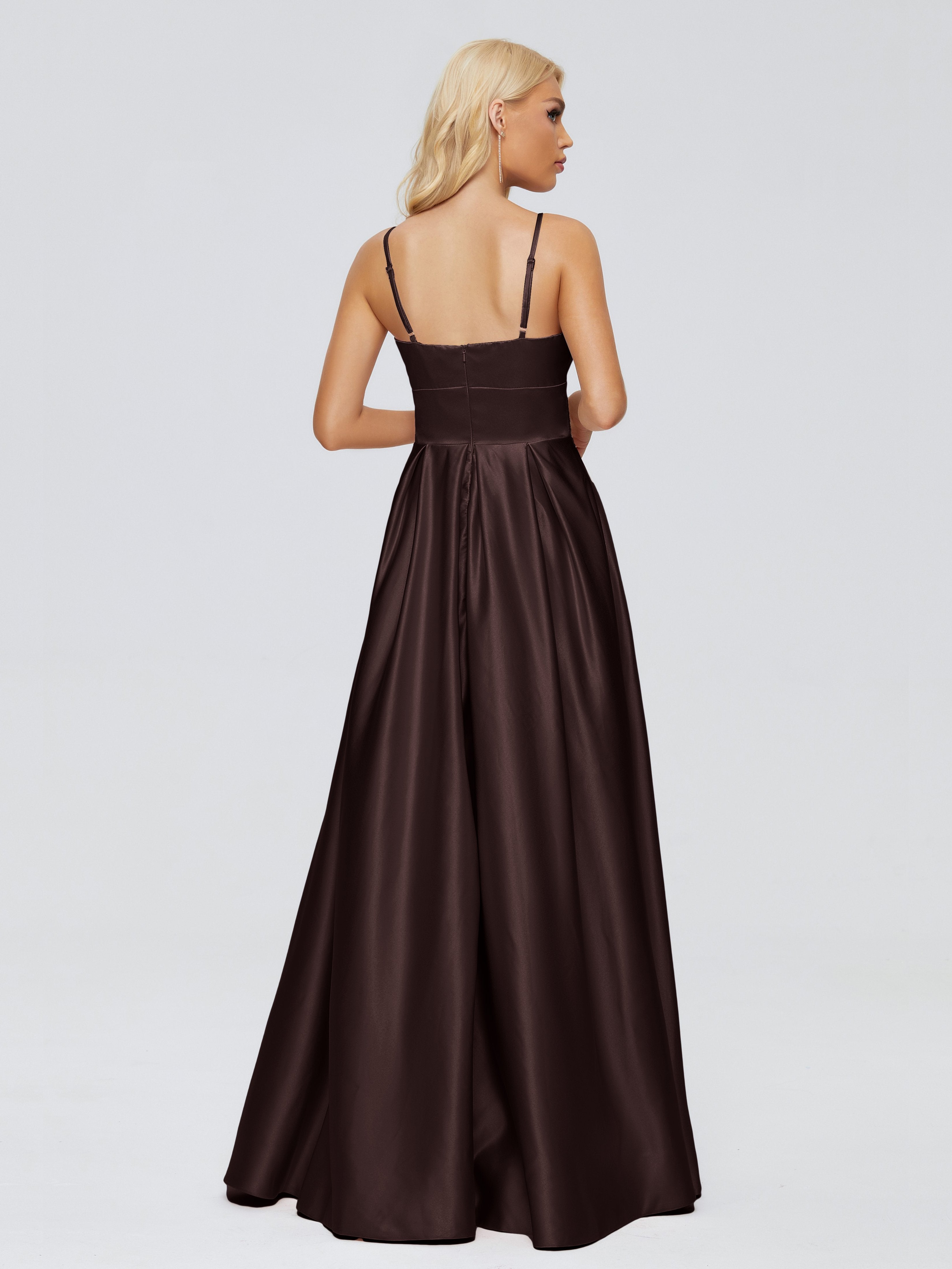 Faith Spaghetti Straps Satin Bridesmaid Dress