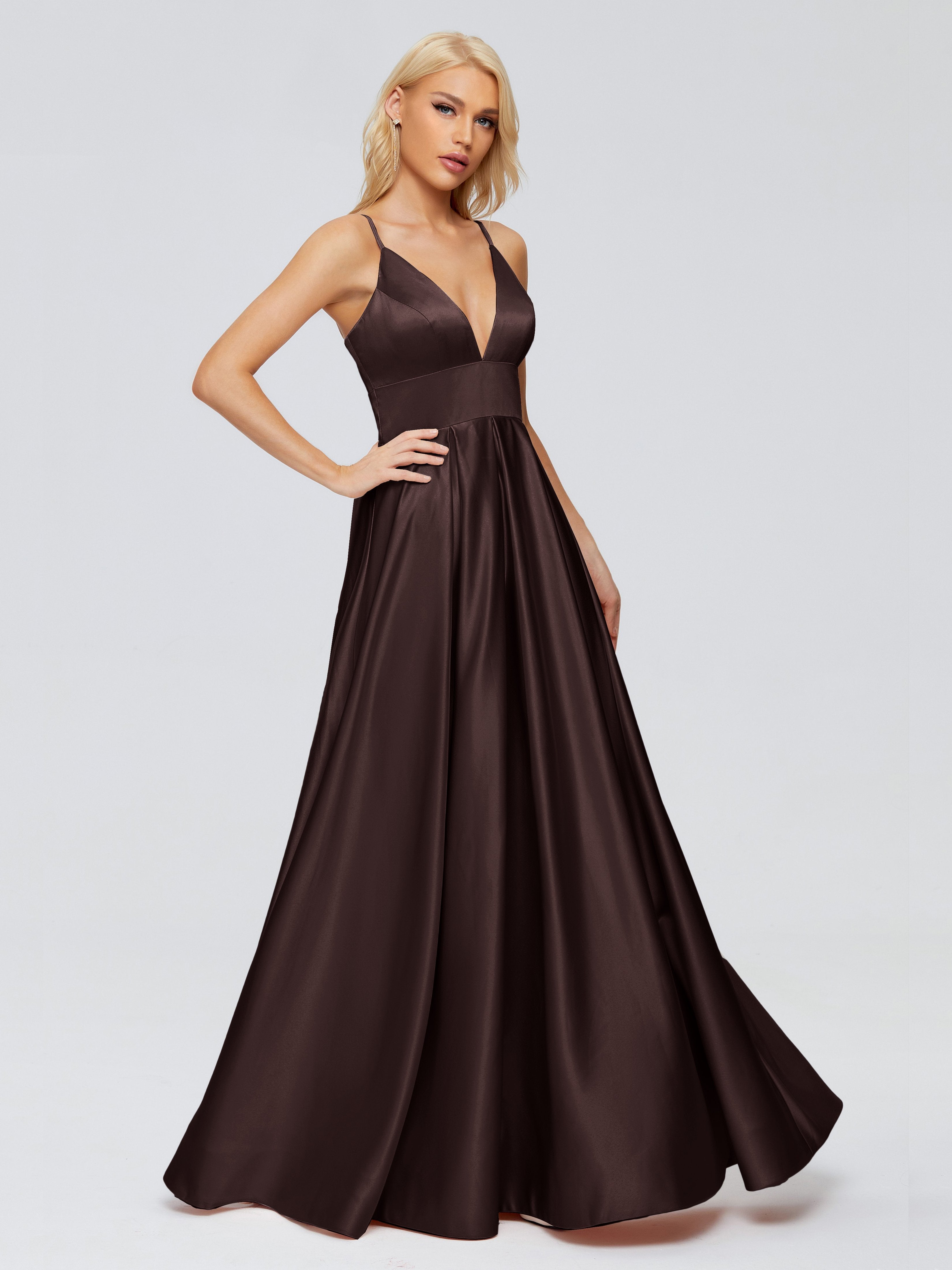 Faith Spaghetti Straps Satin Bridesmaid Dress