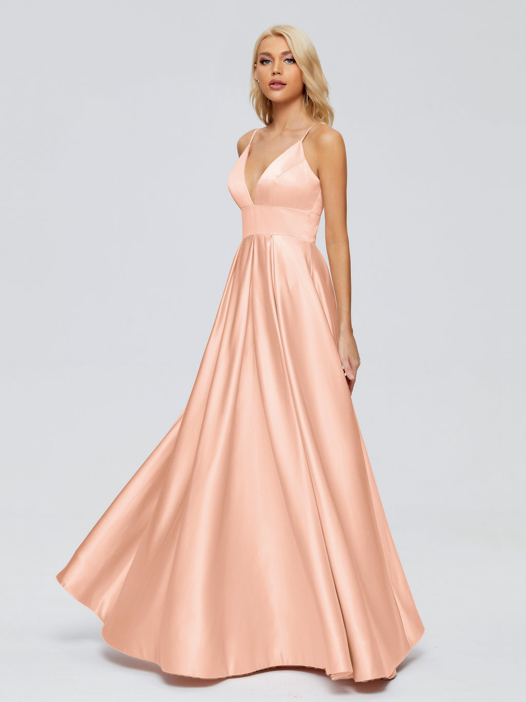Faith Spaghetti Straps Satin Bridesmaid Dress