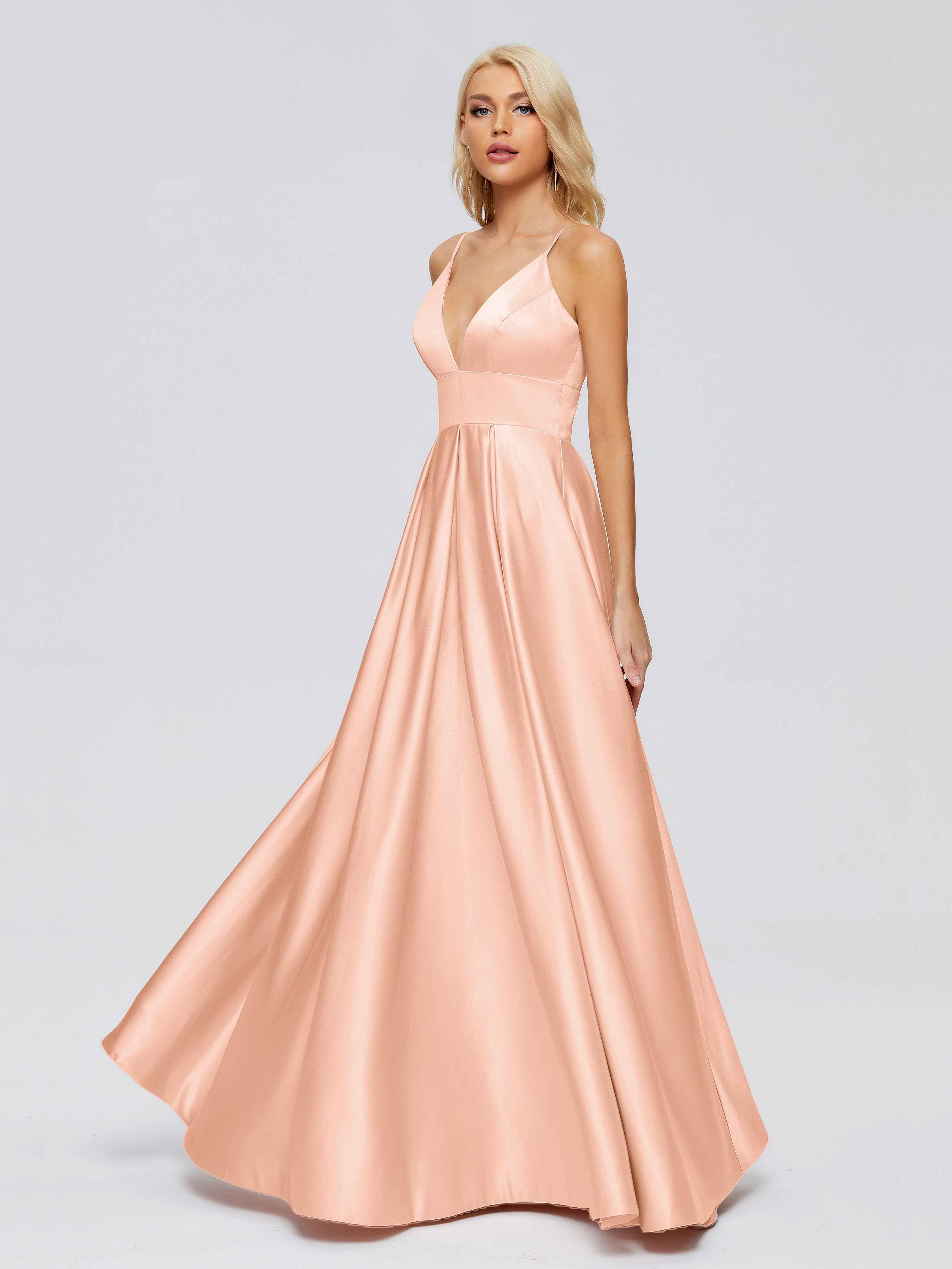 Faith Spaghetti Straps Satin Bridesmaid Dress