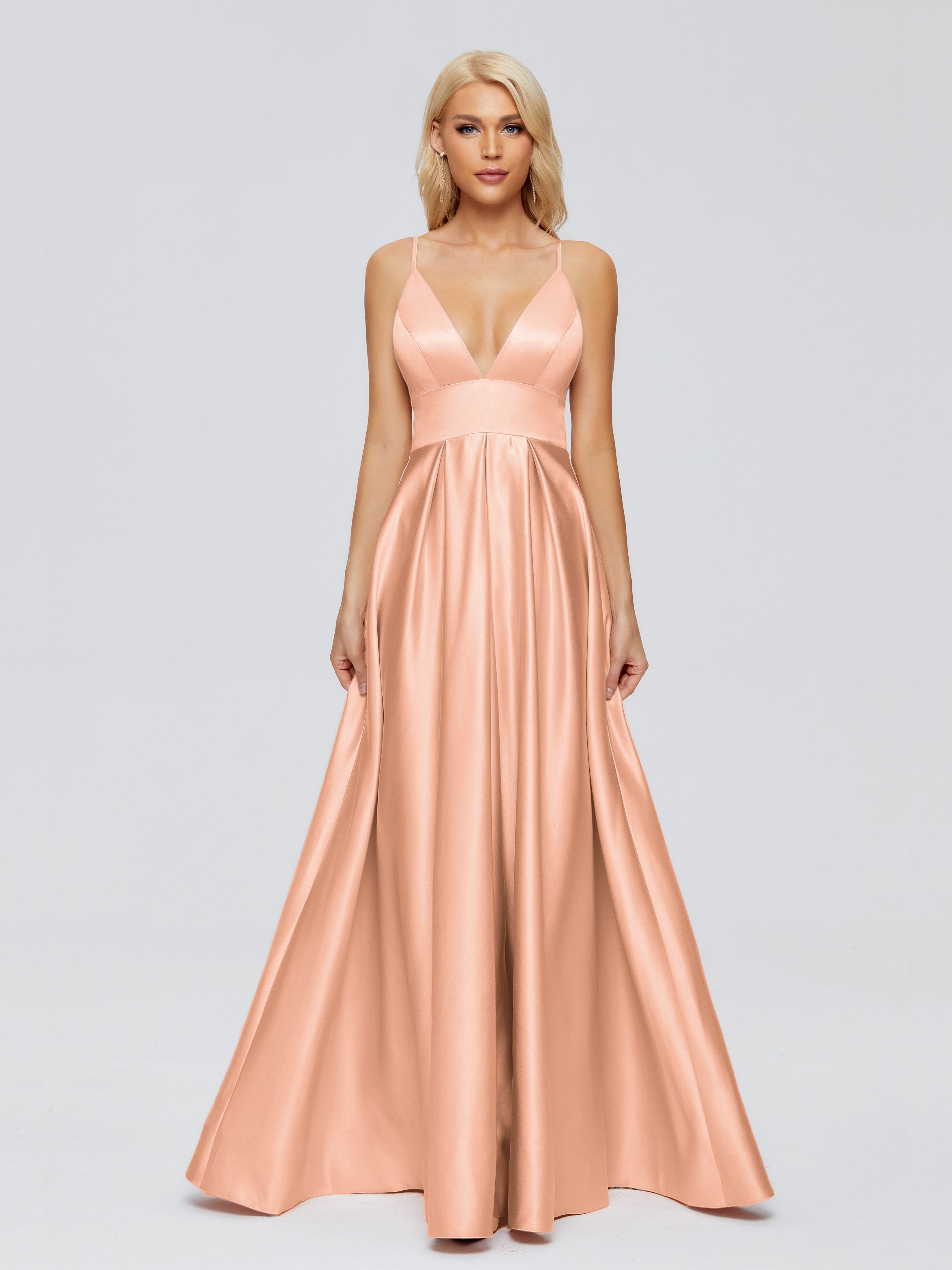 Faith Spaghetti Straps Satin Bridesmaid Dress