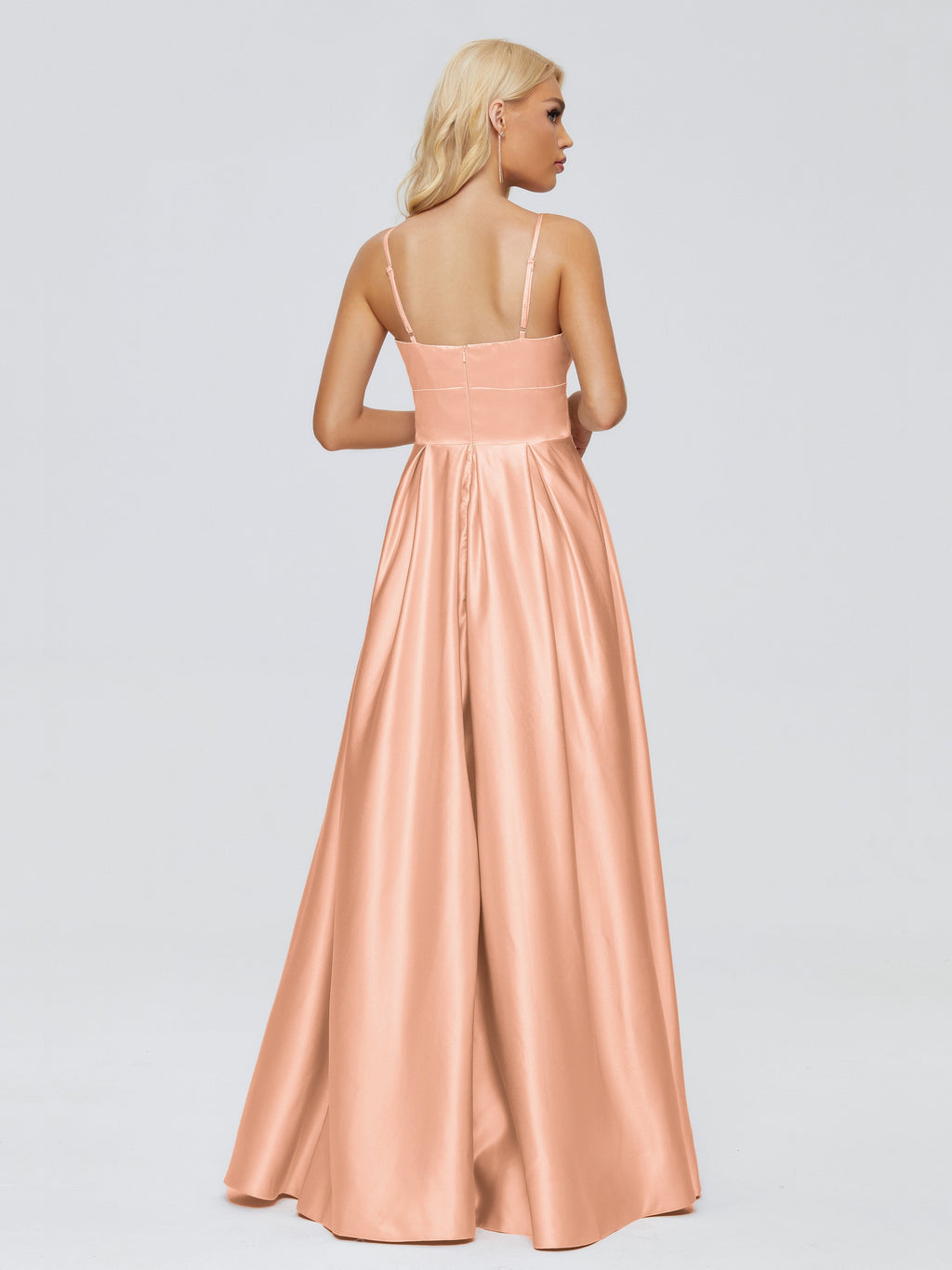 Faith Spaghetti Straps Satin Bridesmaid Dress