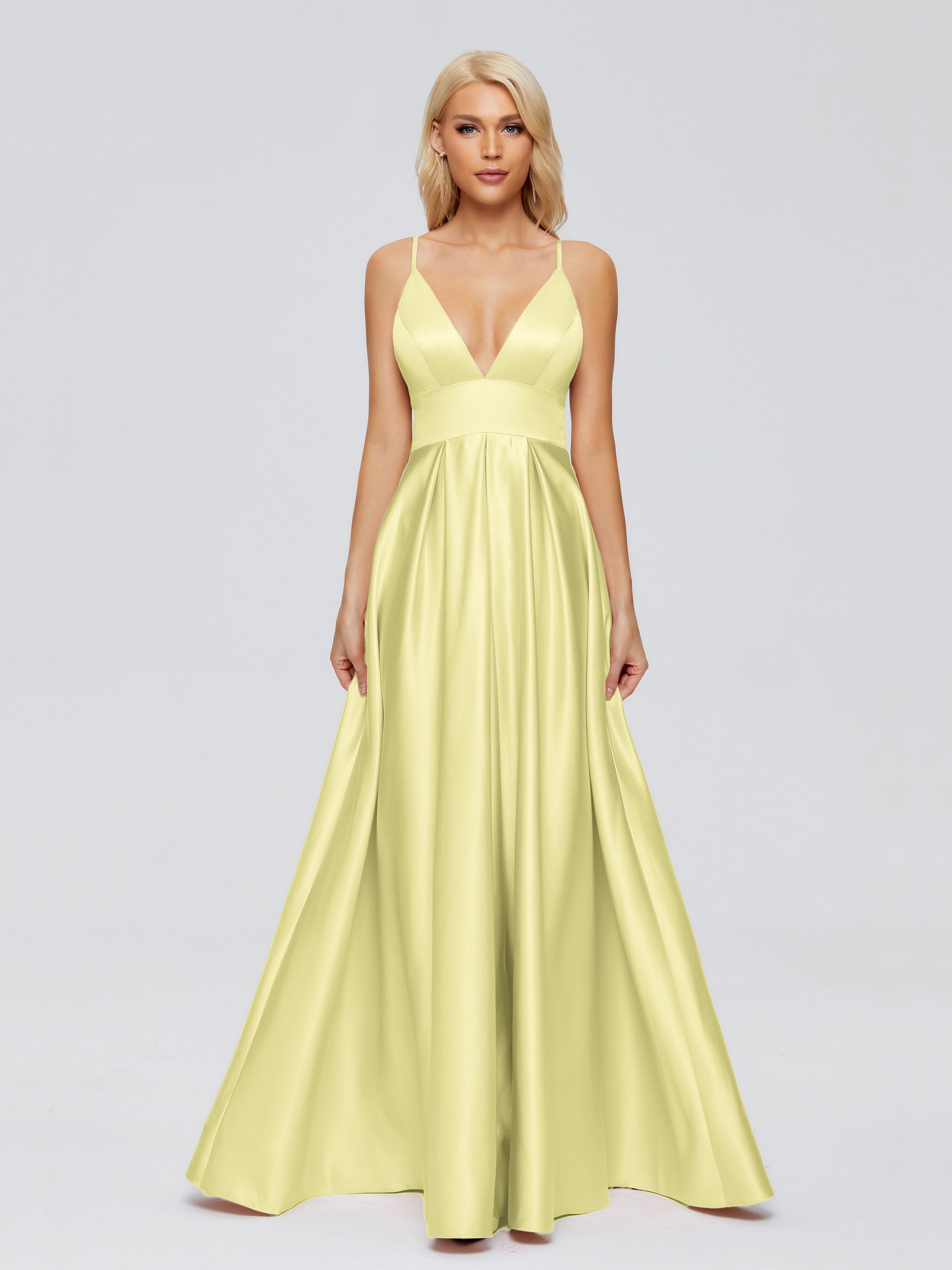 Faith Spaghetti Straps Satin Bridesmaid Dress