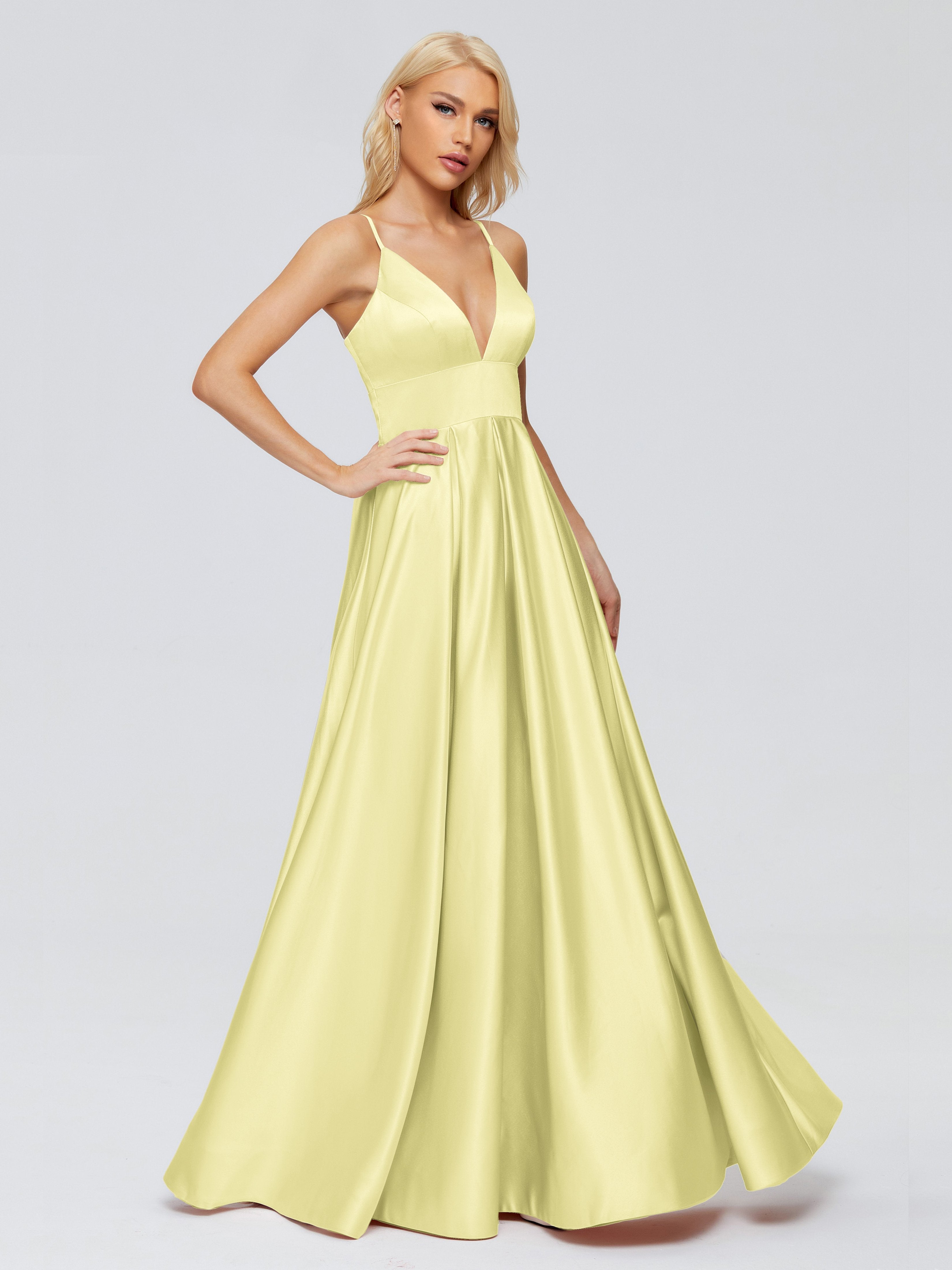 Faith Spaghetti Straps Satin Bridesmaid Dress