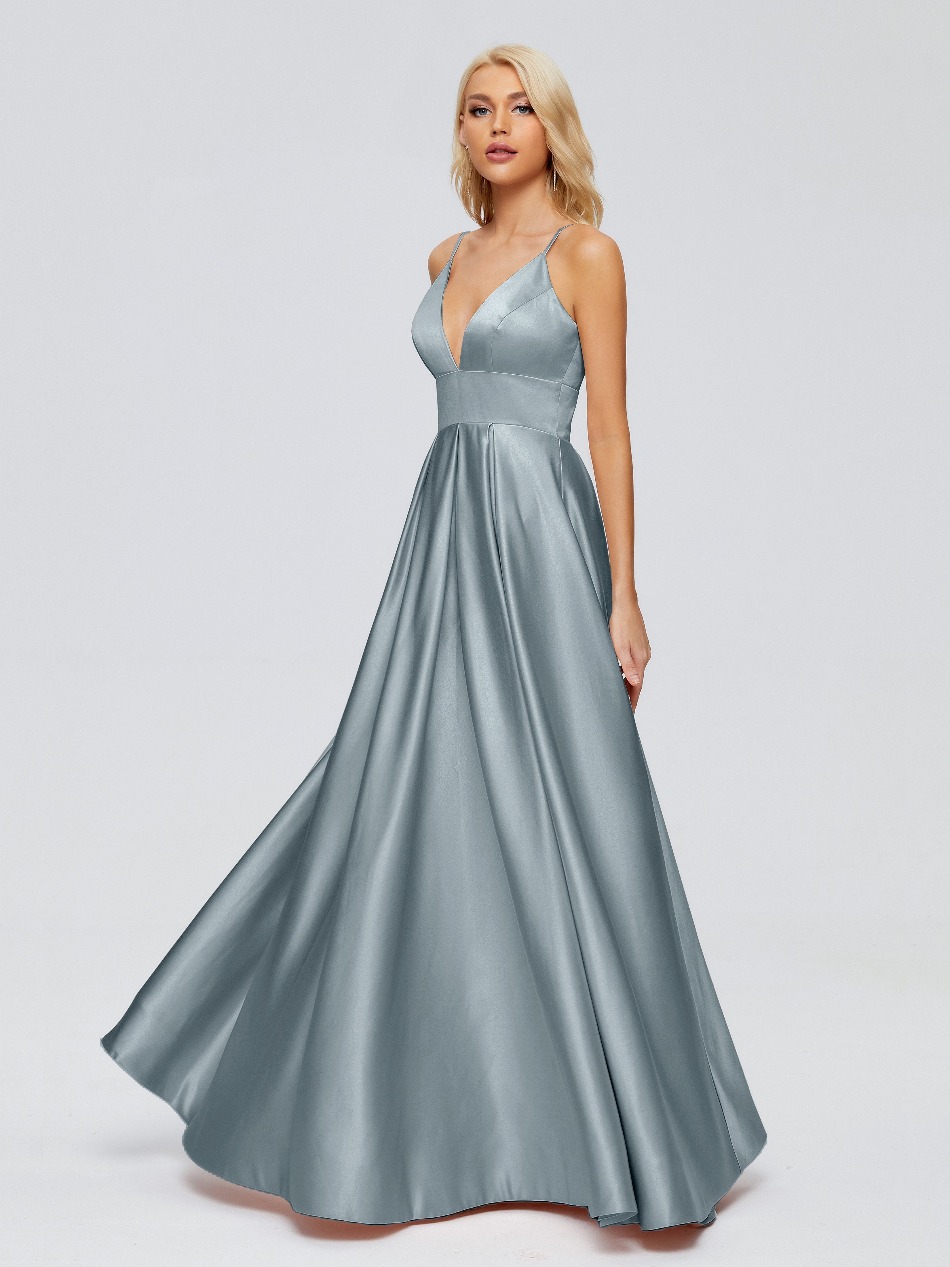 Faith Spaghetti Straps Satin Bridesmaid Dress