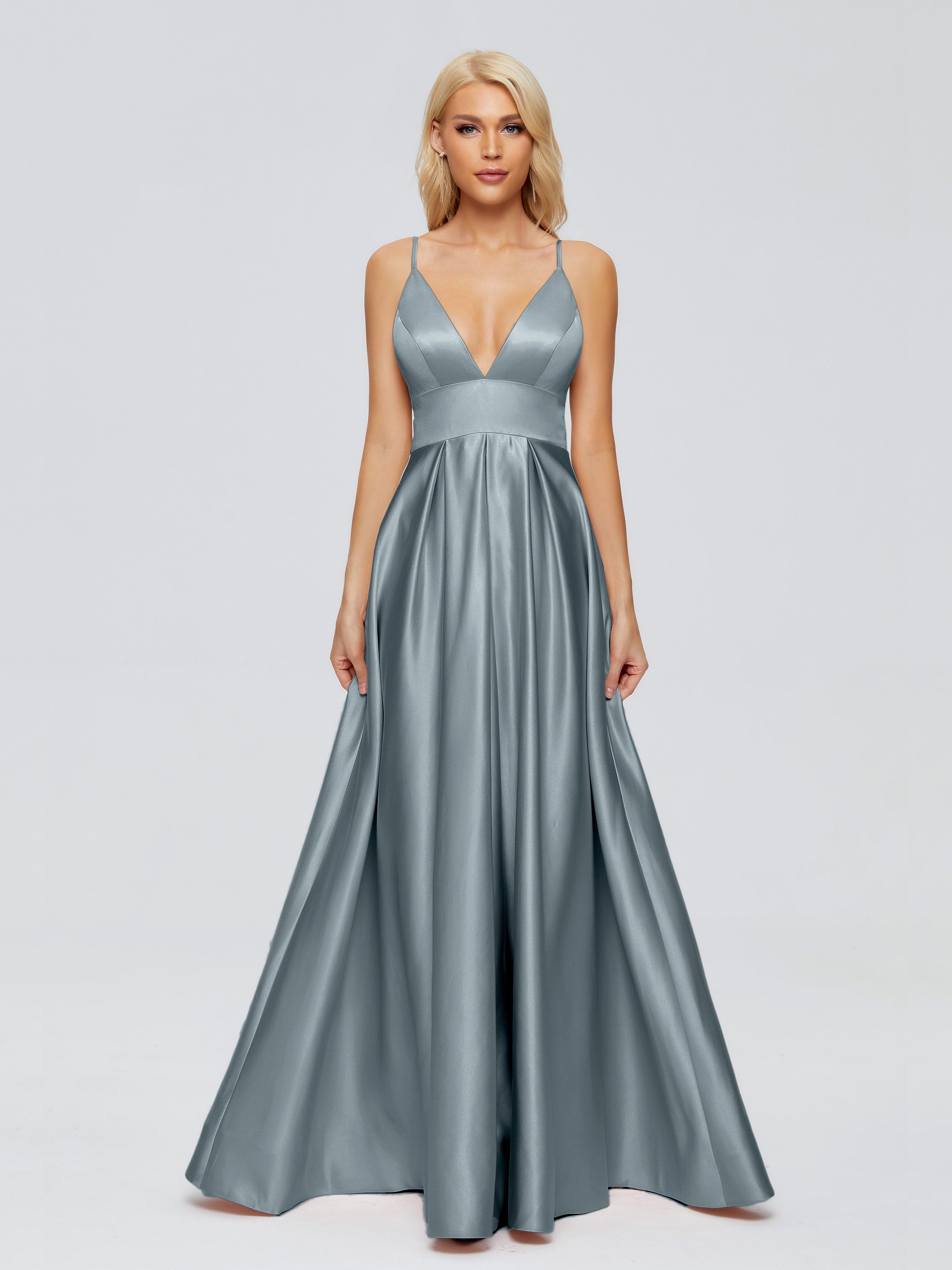 Faith Spaghetti Straps Satin Bridesmaid Dress